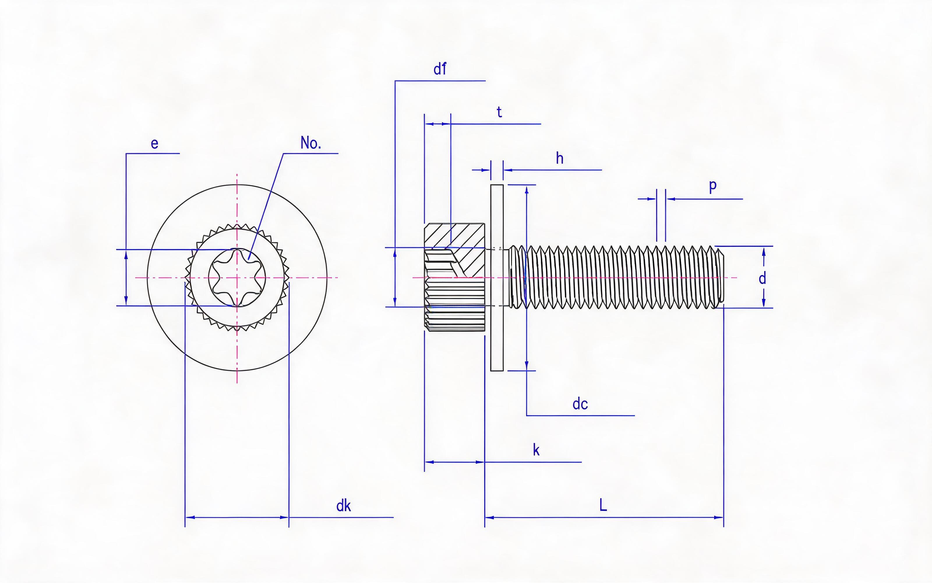 Knurled hexagon socket cheese head screw and large flat washer combination Standard Drawing