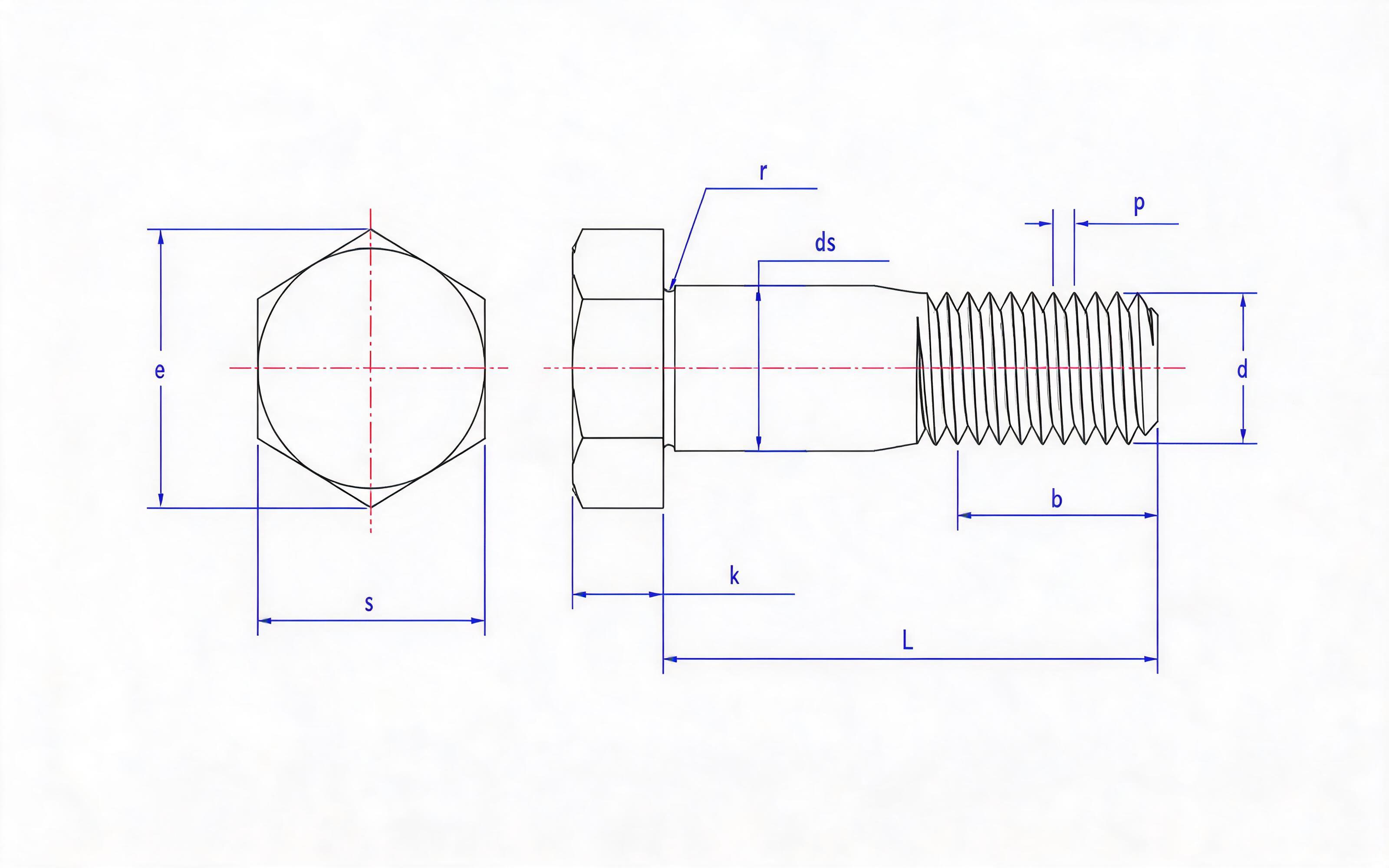 Hexagon fitting bolt Standard Drawing