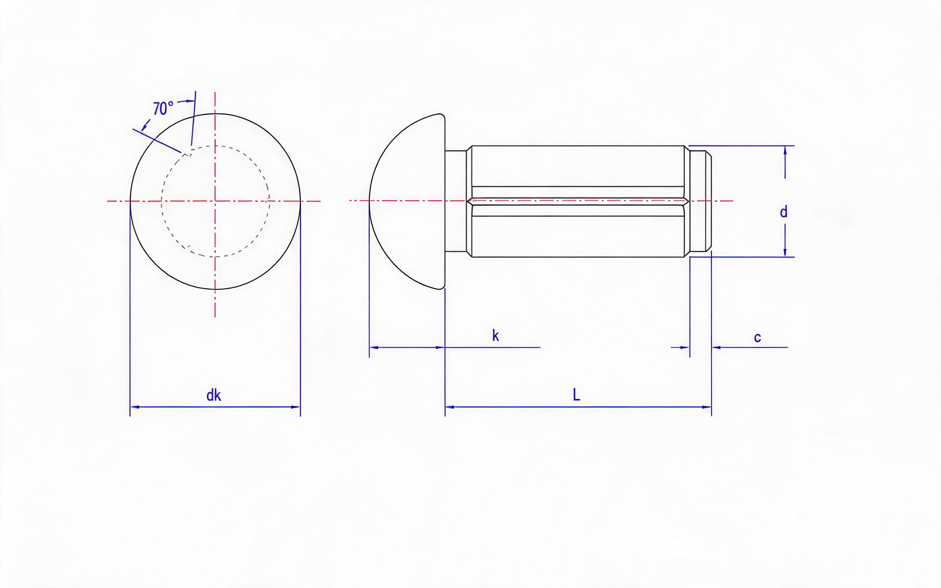 Round Head Slotted Pin (Type B) Standard Drawing