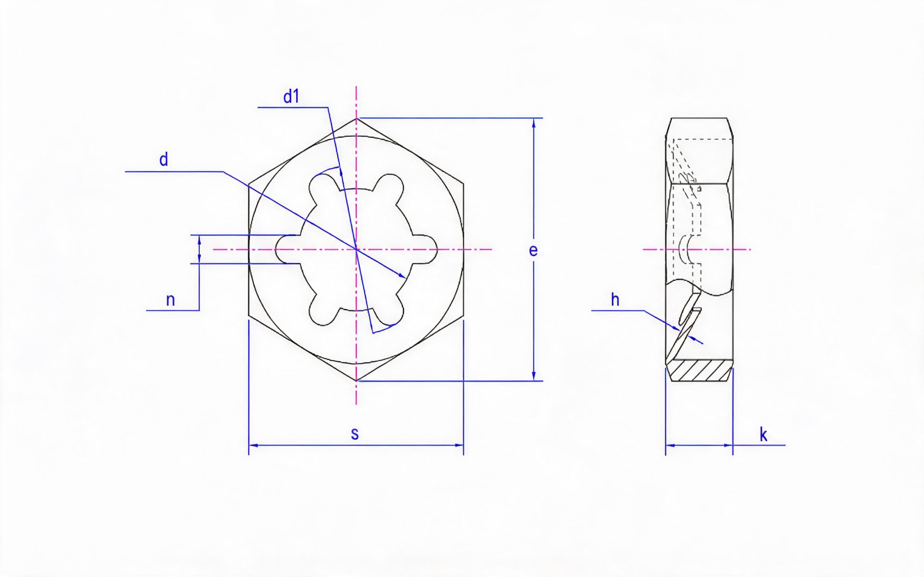 Fastening nut Standard Drawing