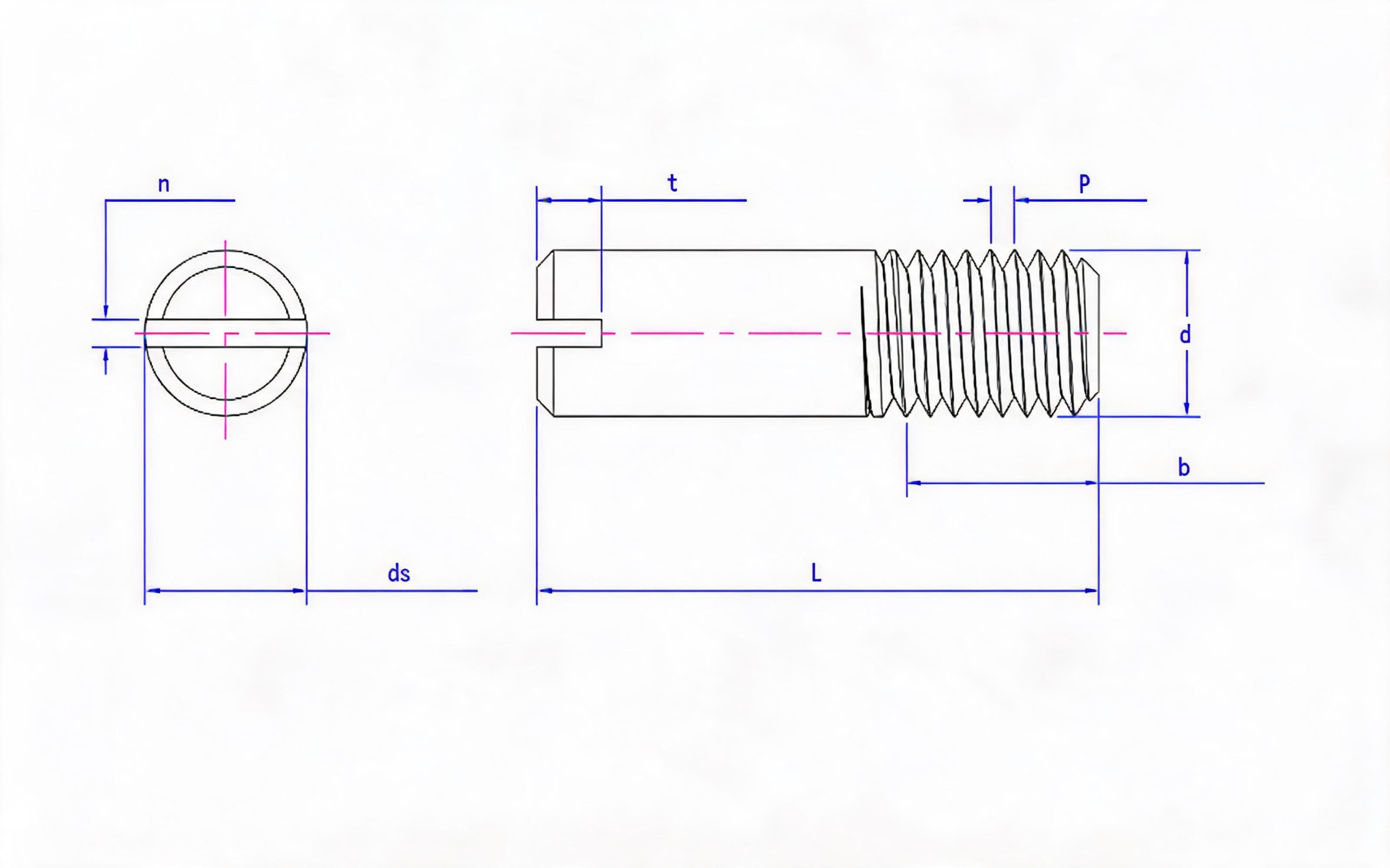SLOTTED HEADLESS SCREW Standard Drawing
