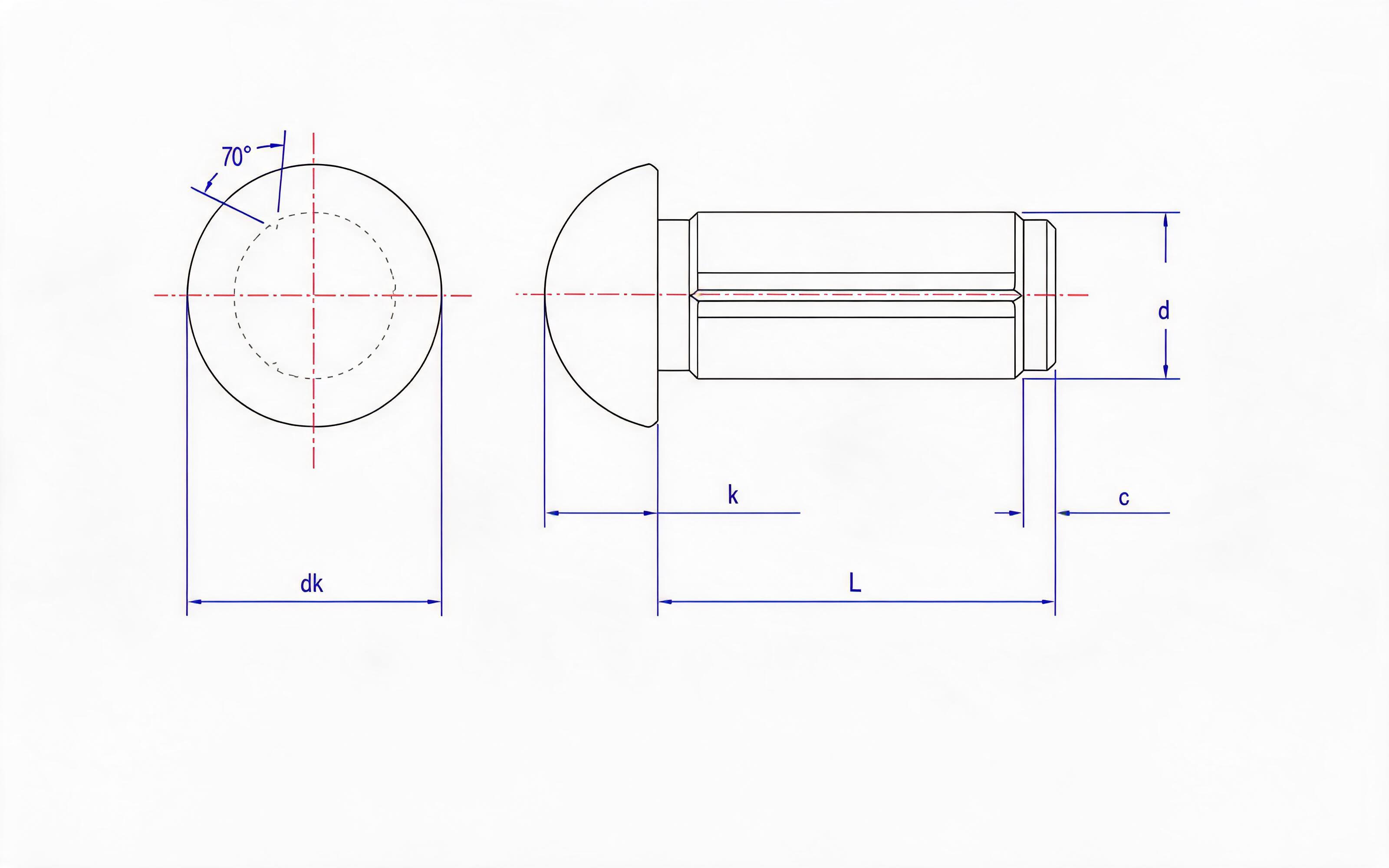 Round Head Slotted Pin (Type B) Standard Drawing