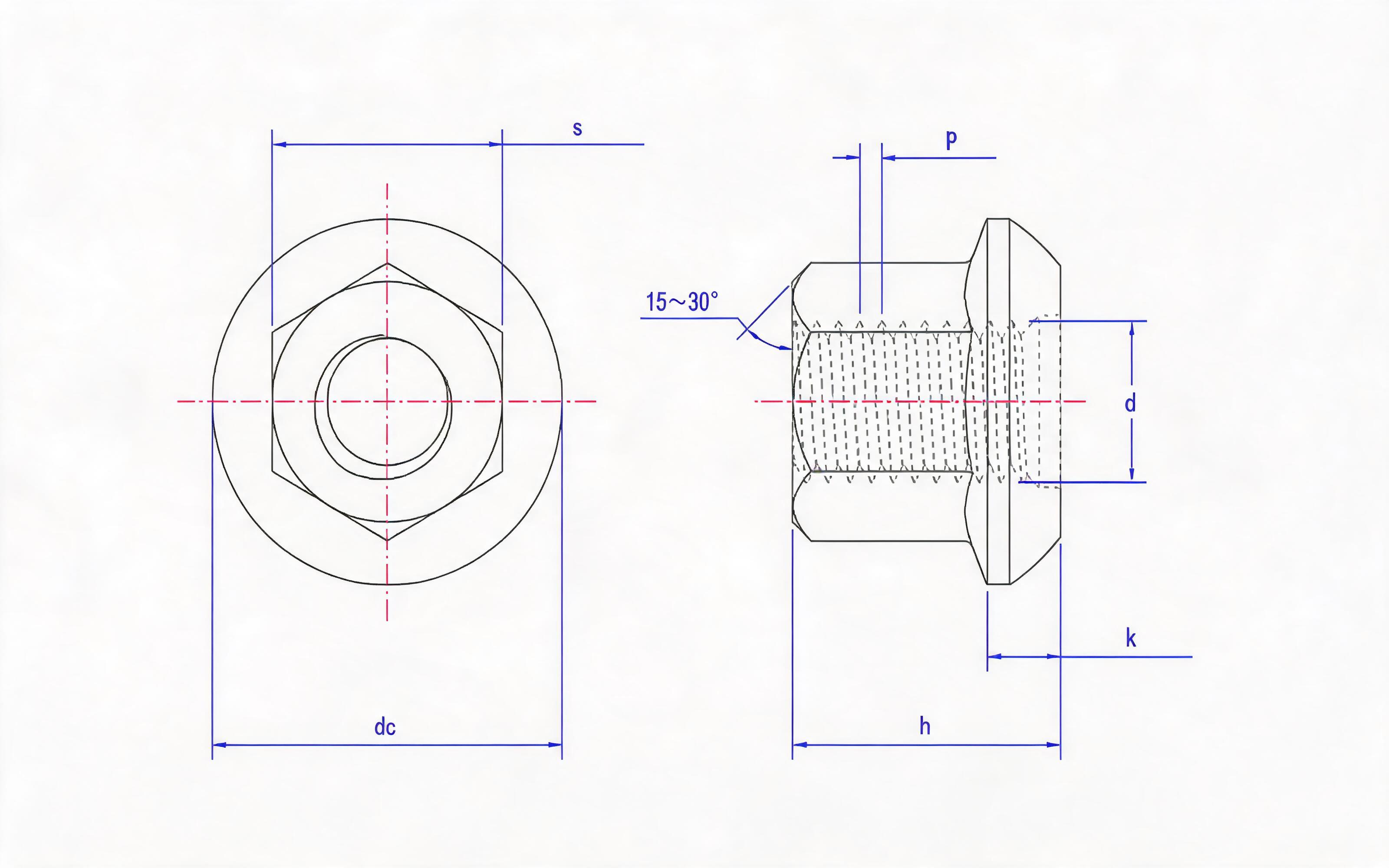 HUB NUT - SPHERICAL RING NUT (TYPE A M22) Standard Drawing