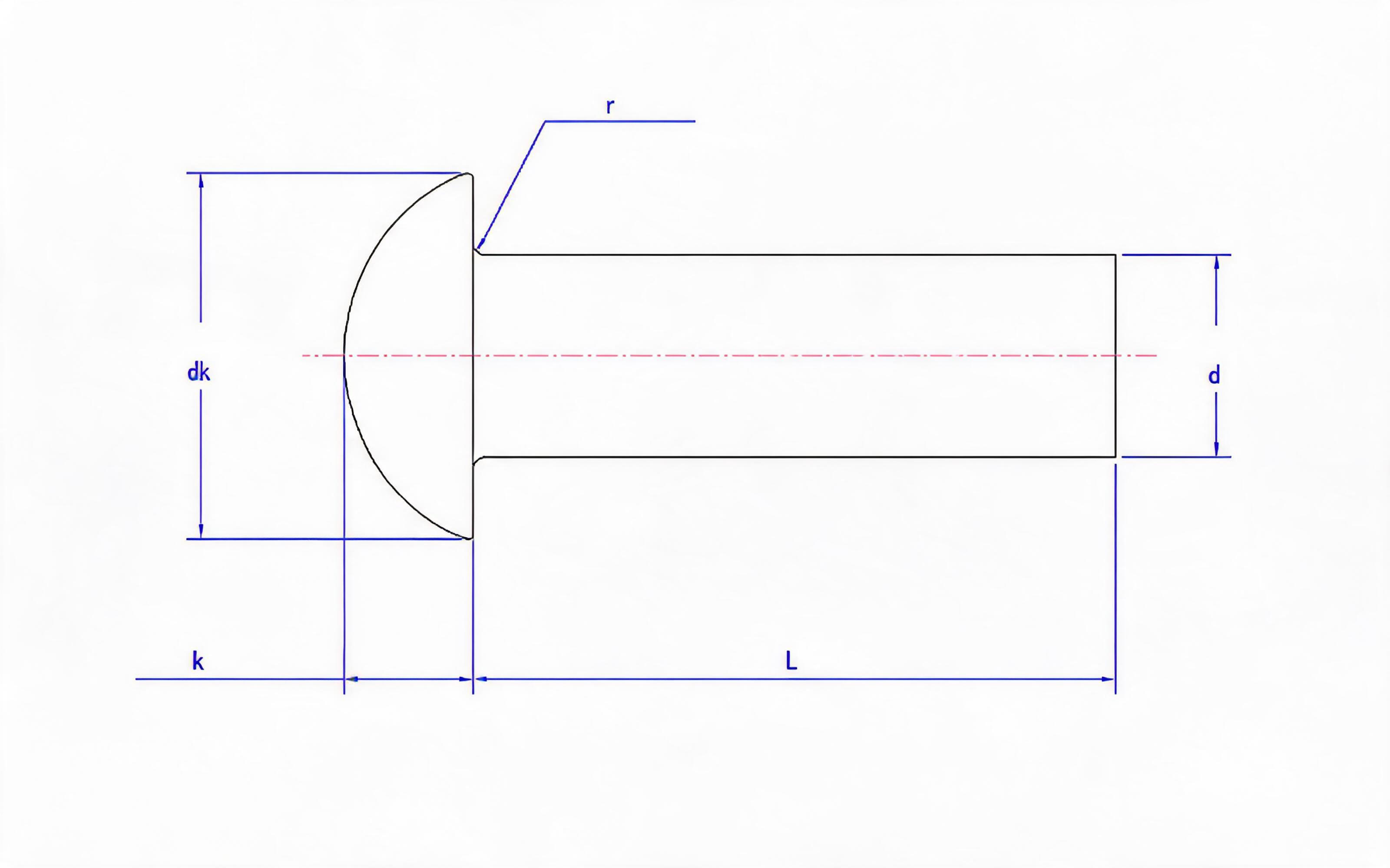 Black oval head rivet Standard Drawing