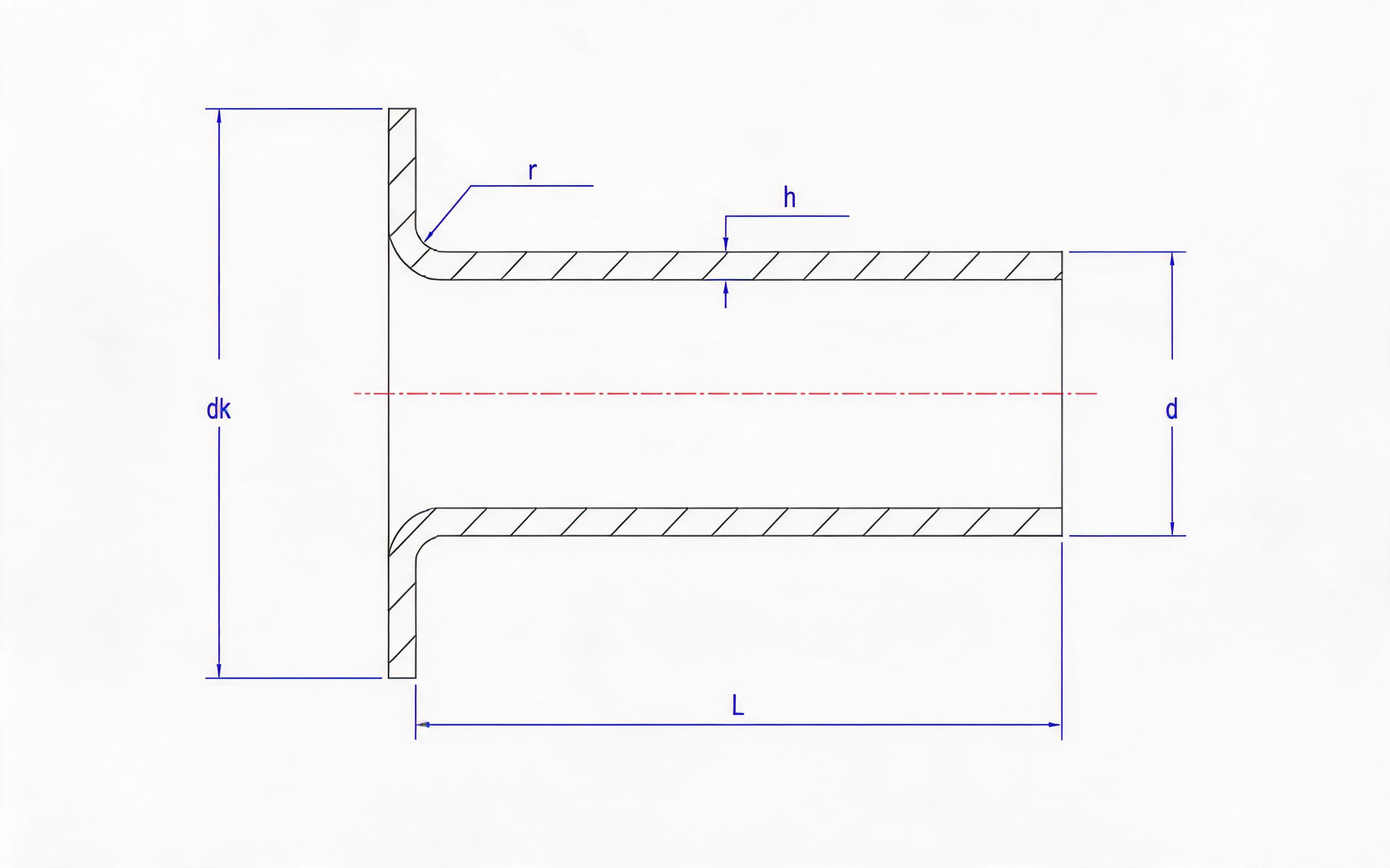 Flat head blind rivet type A (wall thickness 0.4mm) Standard Drawing