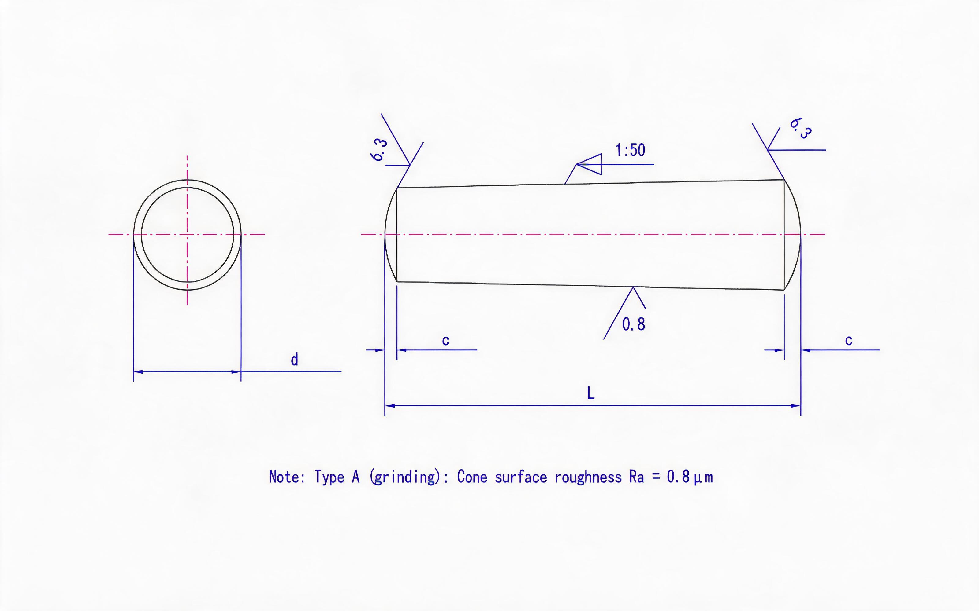 Taper Pin (Type A) Standard Drawing