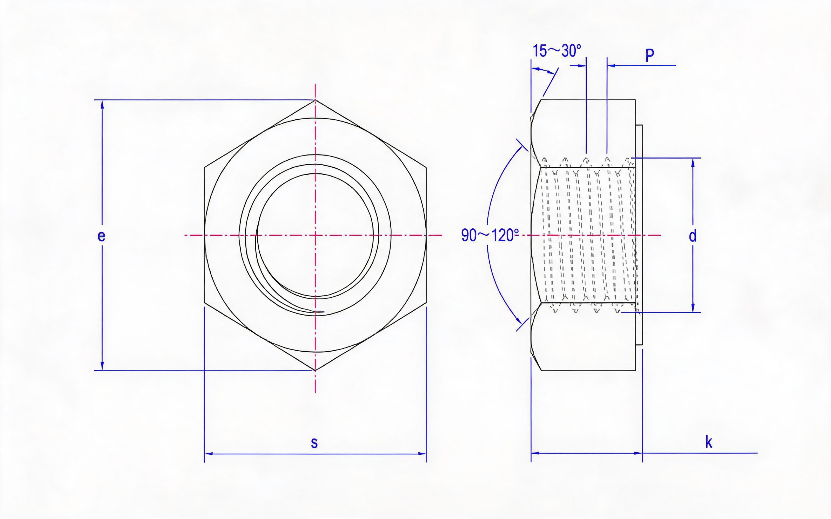 Fasteners for Pipe Flange Connections - Large Hexagon Nuts Standard Drawing