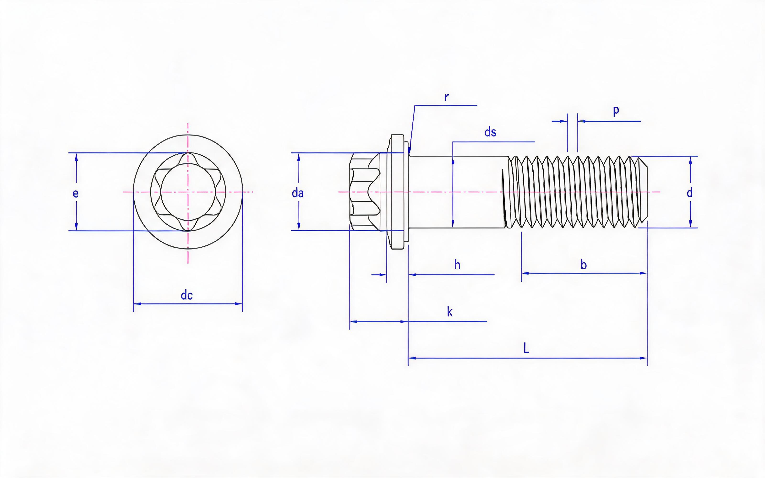 Torx head big flange bolt Standard Drawing
