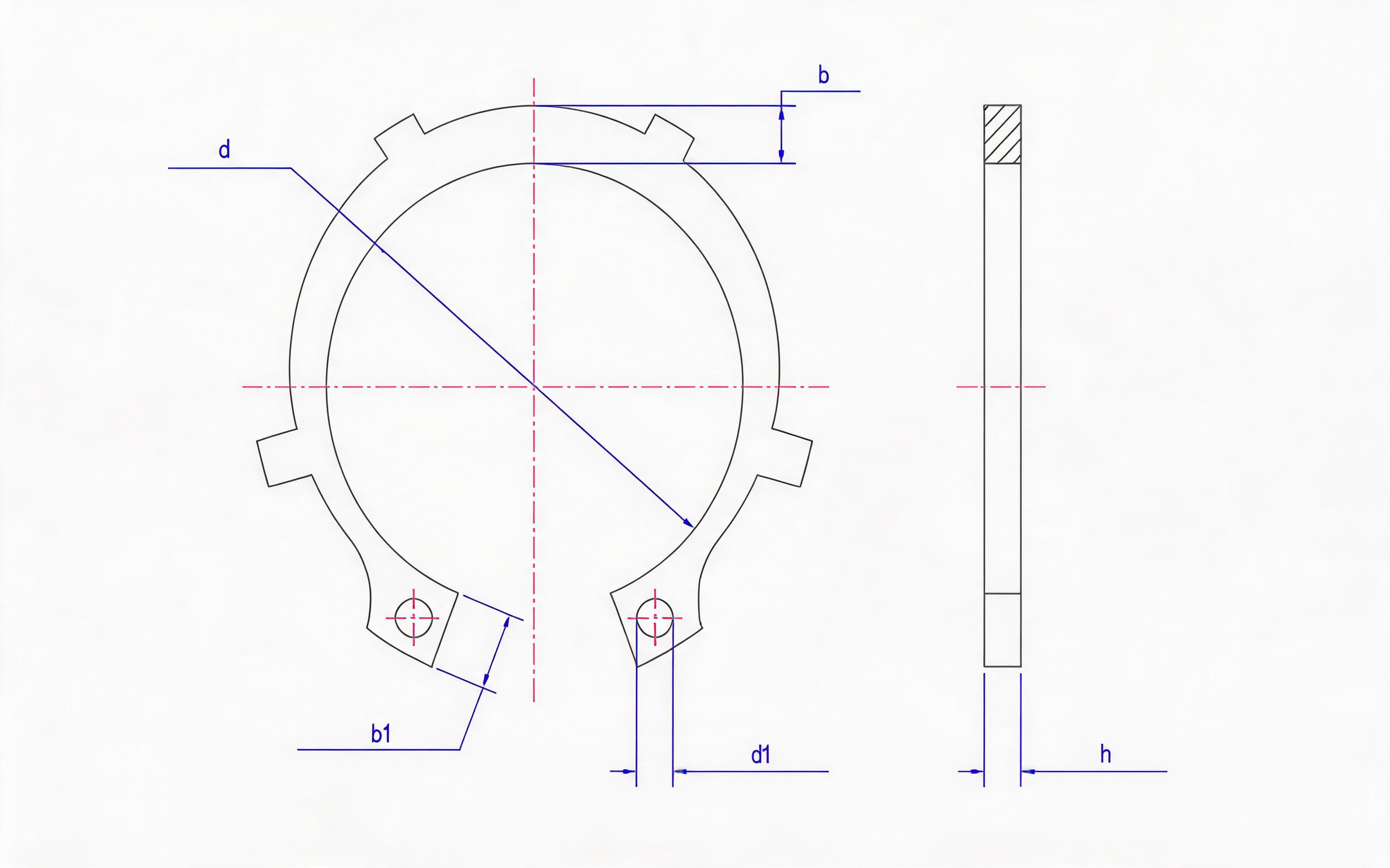 Retaining ring for toothed shaft (Figure 2) Standard Drawing