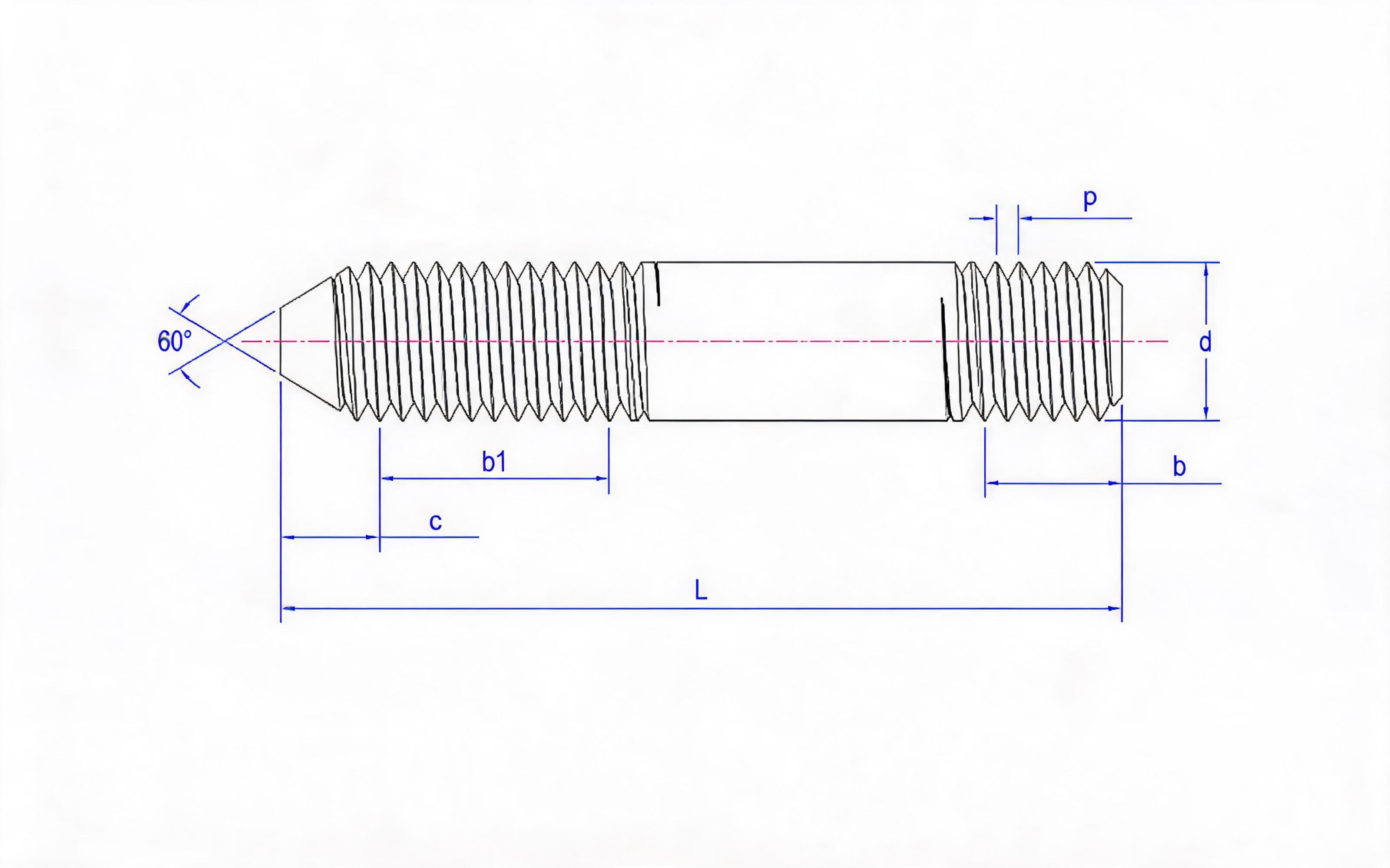 Stud at taper end of coarse rod (special anchor bolt) Standard Drawing