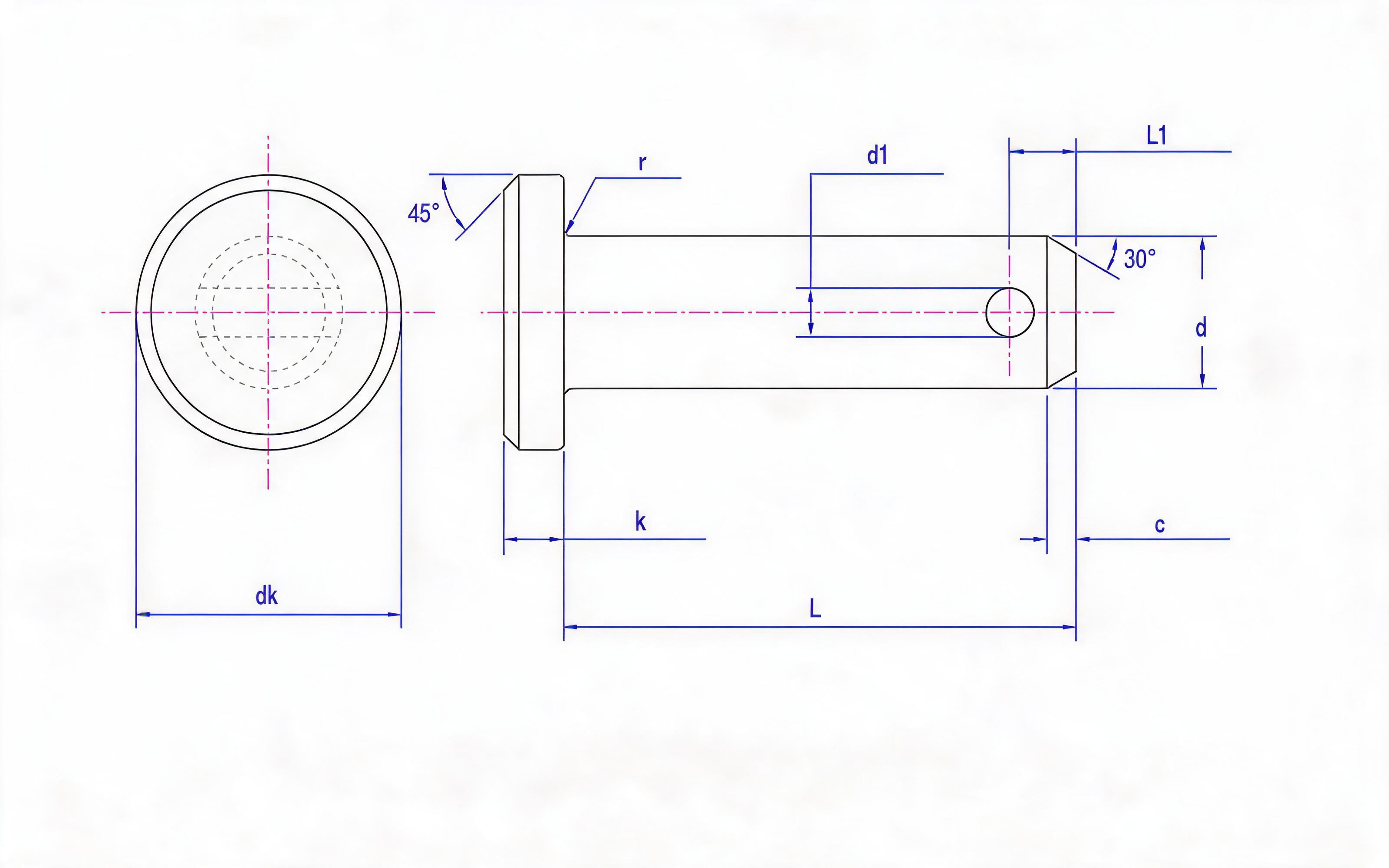 Pin shaft (Type B) Standard Drawing