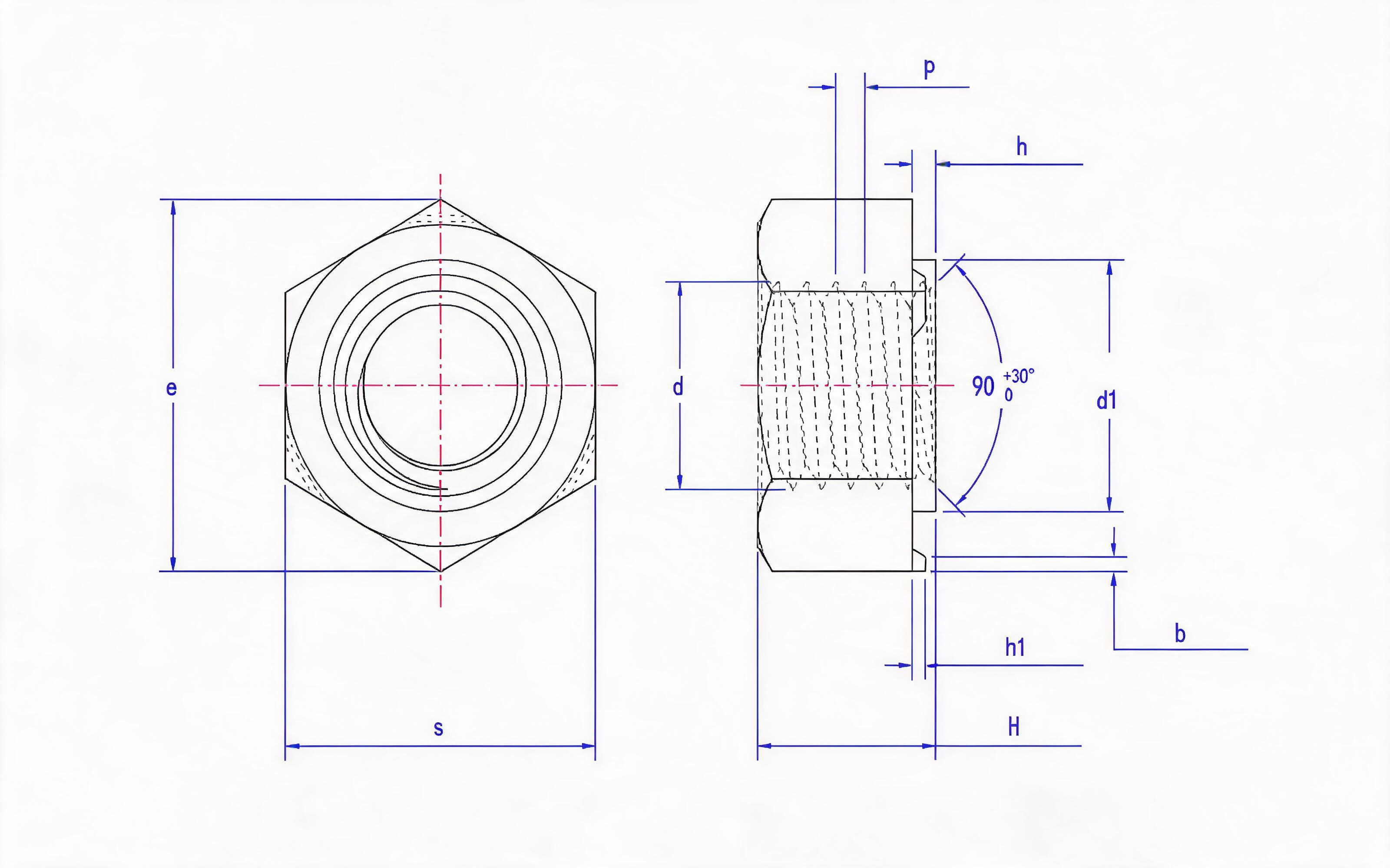 Welded hexagon nut Standard Drawing