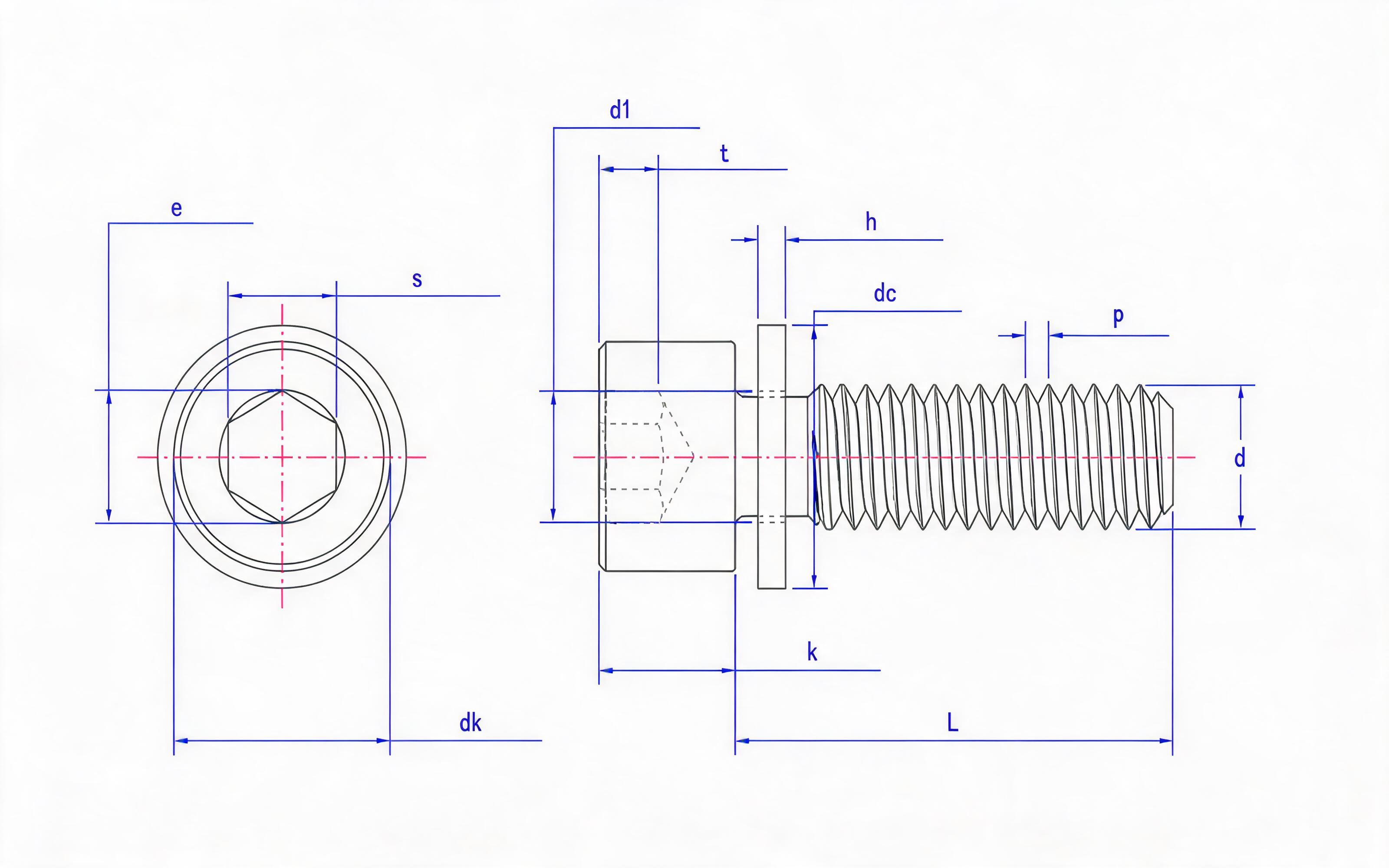 Hexagon socket head cap screw and flat washer combination Standard Drawing