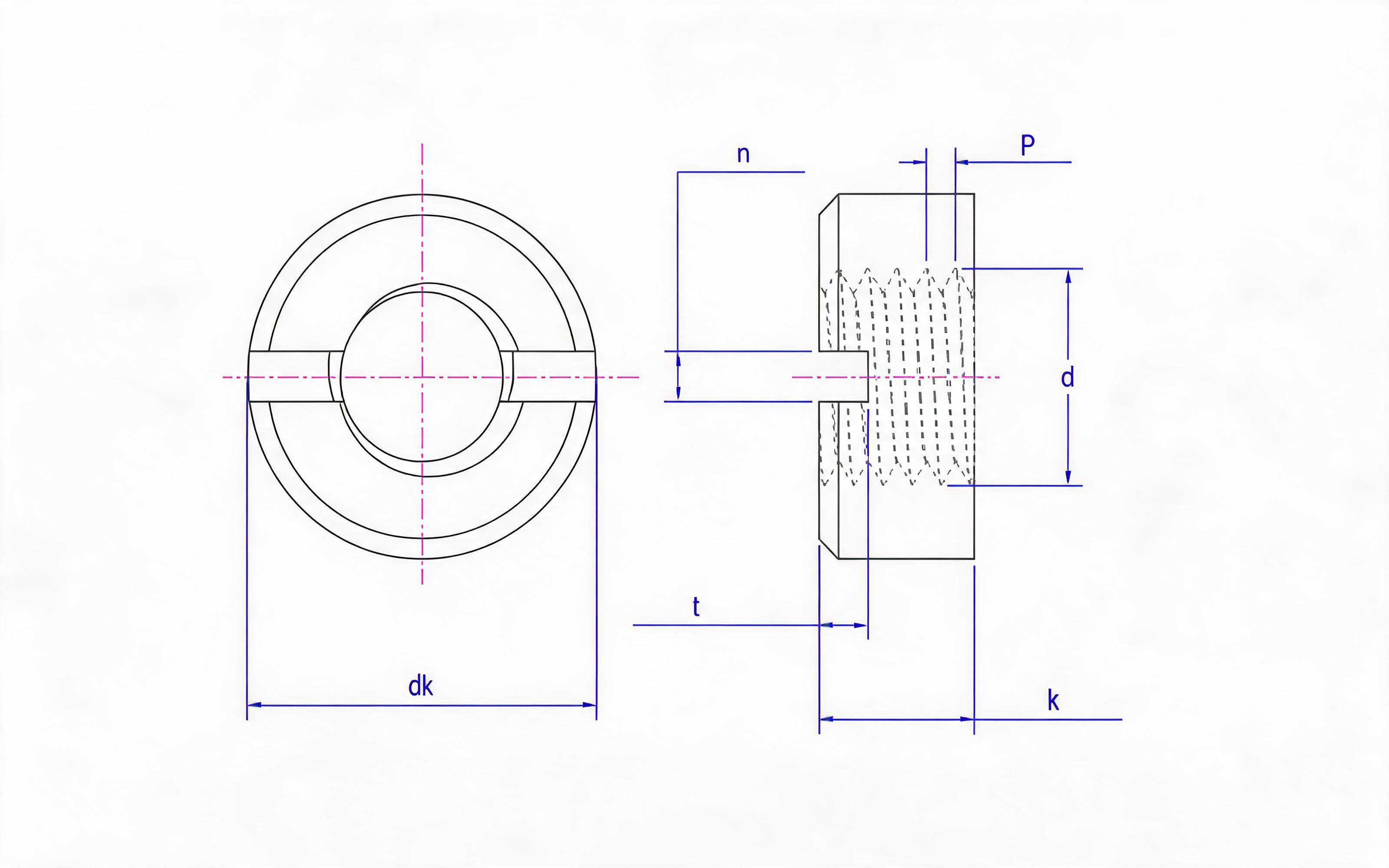 Slotted round nuts  Standard Drawing
