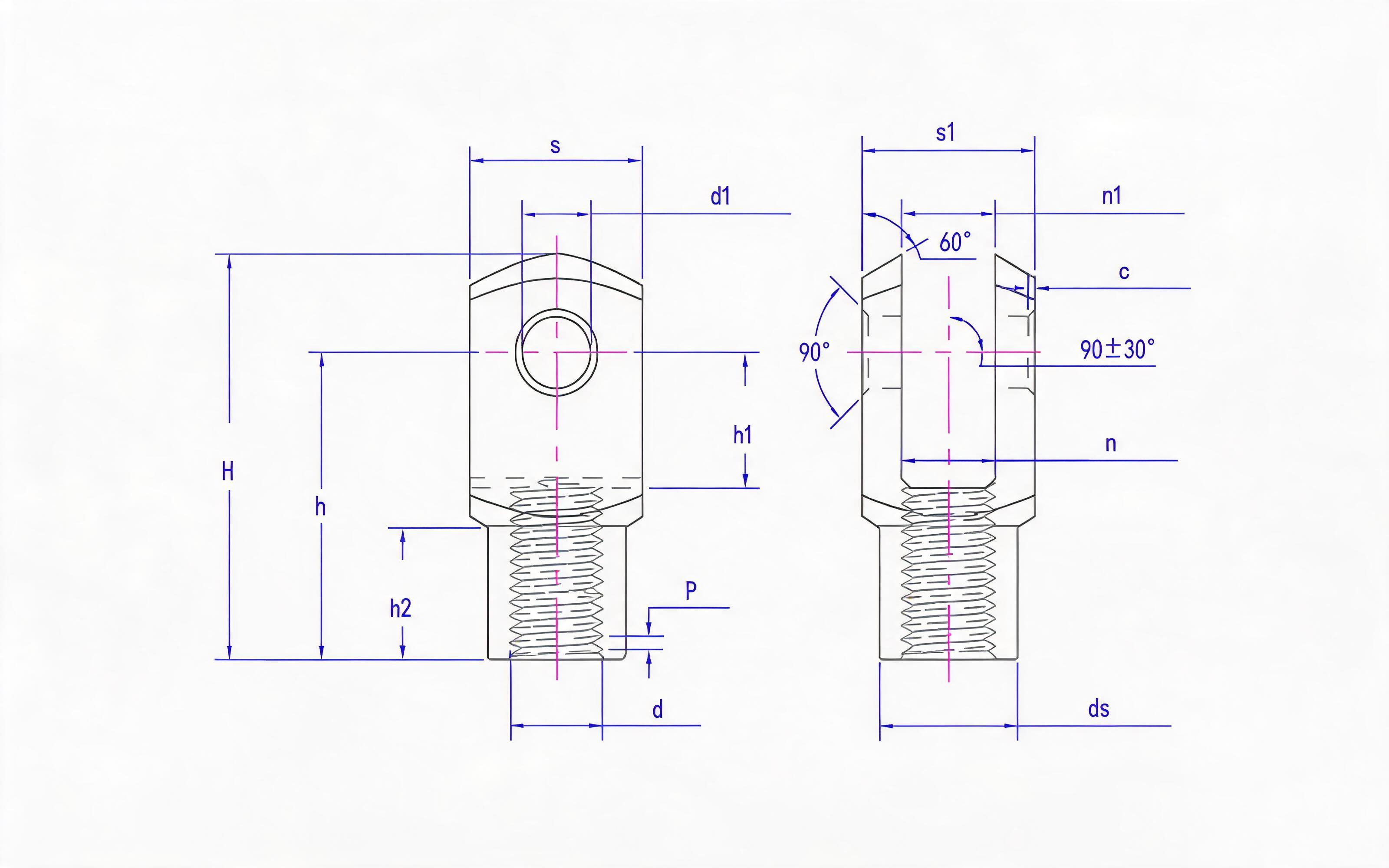 Fork joint nut Standard Drawing