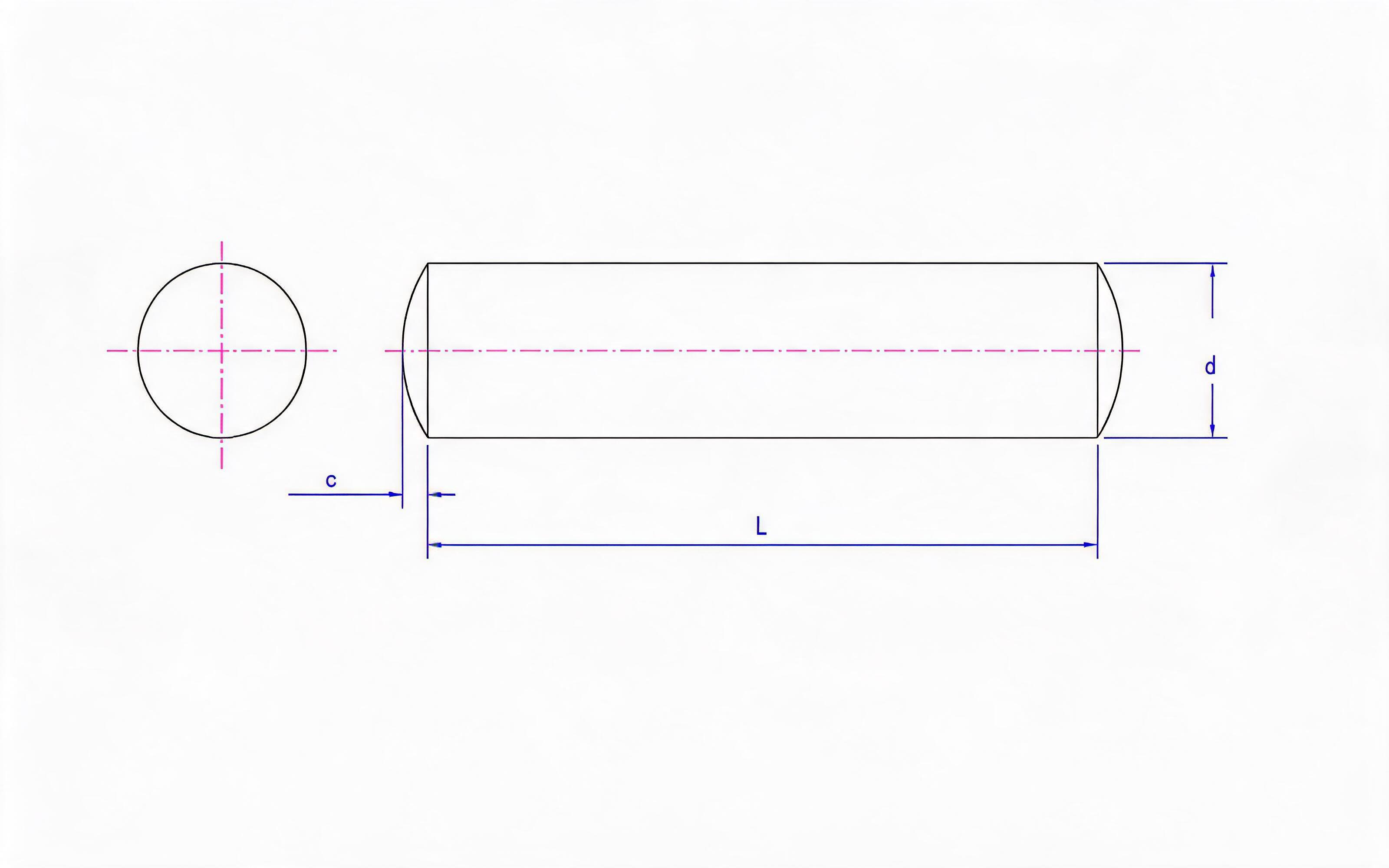 Dowel head (d m6) Standard Drawing
