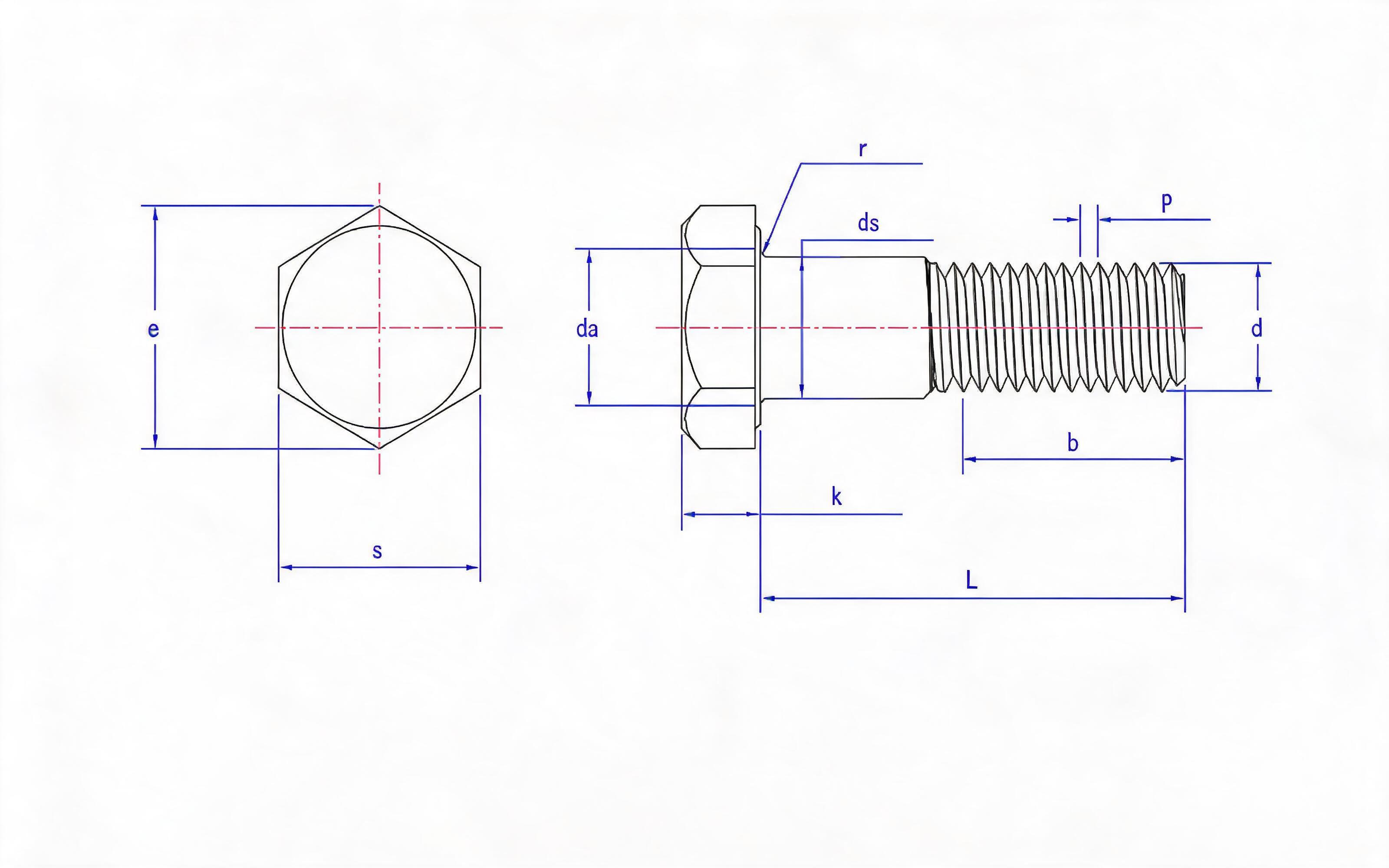 Hexagon head stiffener bolt for steel structure Standard Drawing