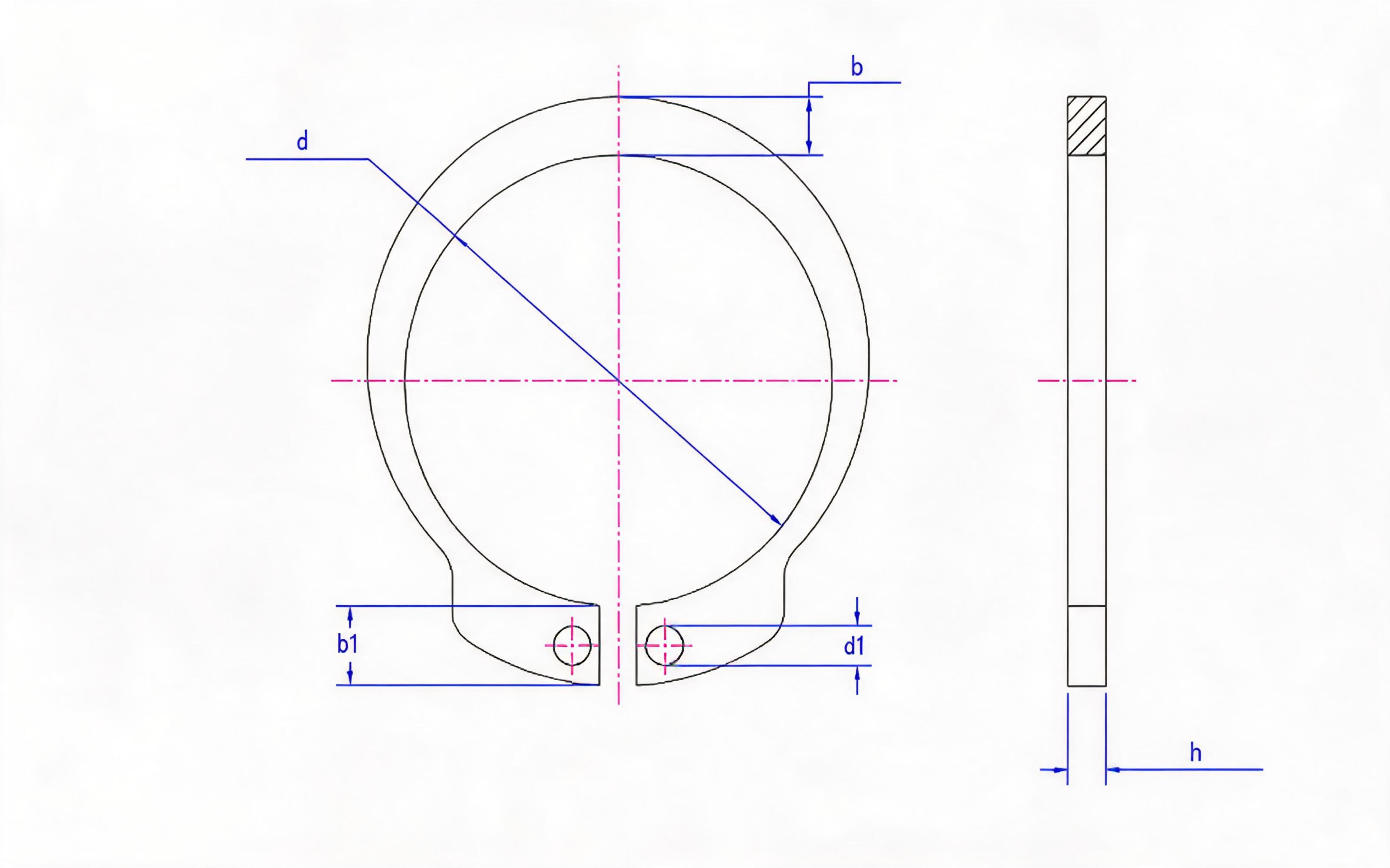 Retaining ring for ordinary shaft (Fig. 1, d ≥ 170mm) Standard Drawing