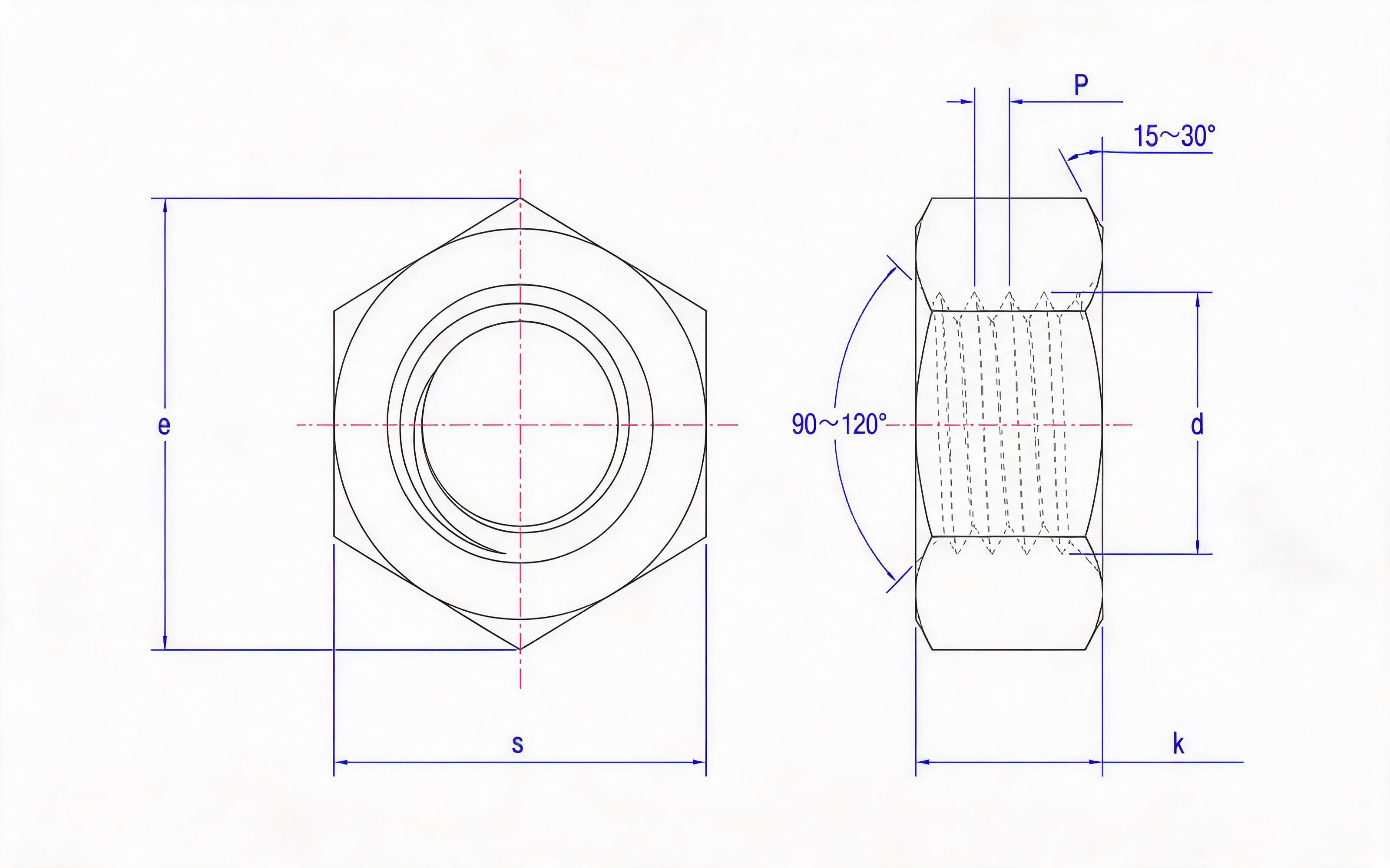 LARGE HEXAGON NUTS FOR GRADE 8 AND 10 BOLTED STRUCTURES Standard Drawing