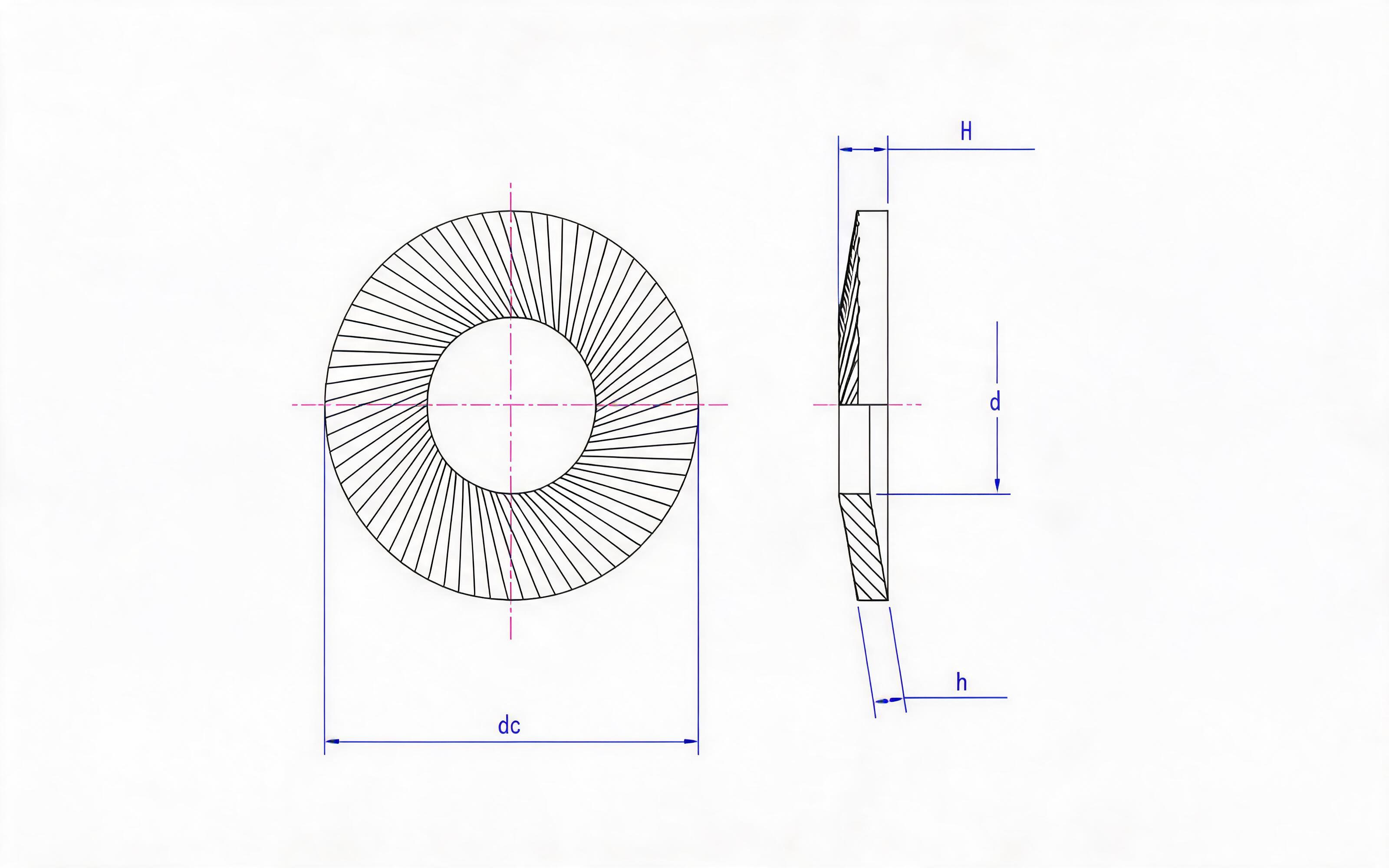 VS Heavy Duty Lock Washer Standard Drawing
