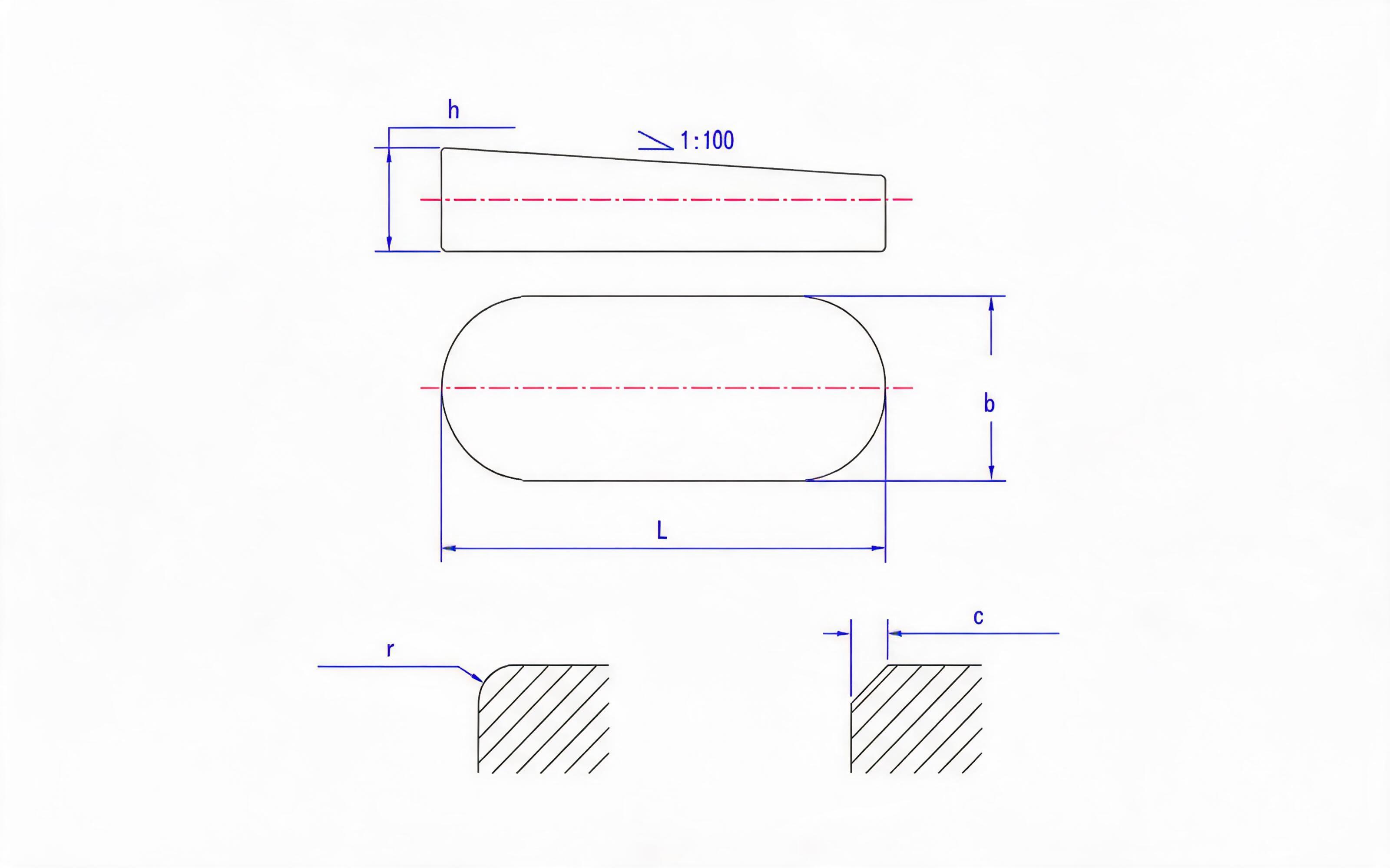 Type A taper key Standard Drawing