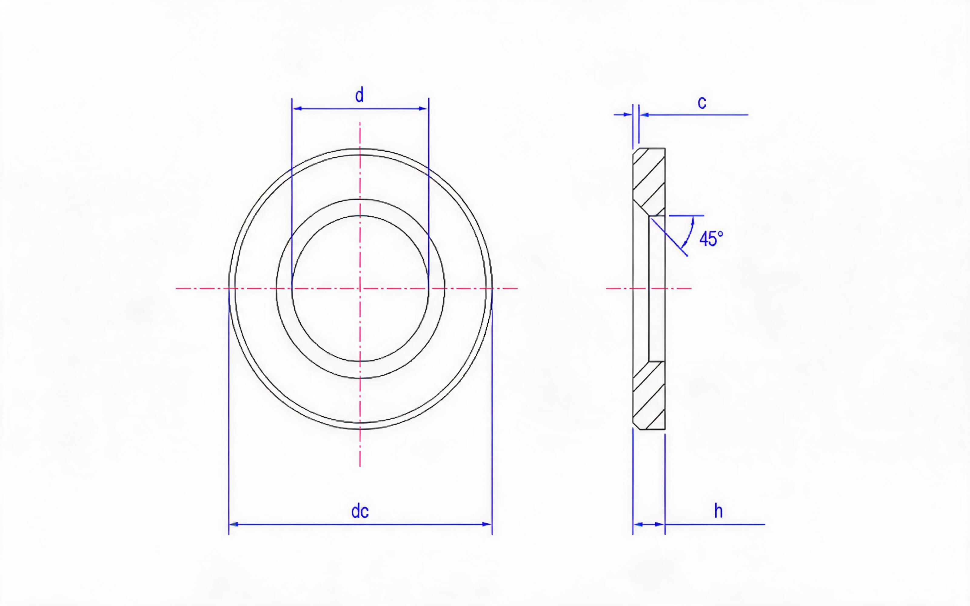 Pre-load high-strength bolted structural connection fittings-Part 7 HV chamfer washers Standard Drawing