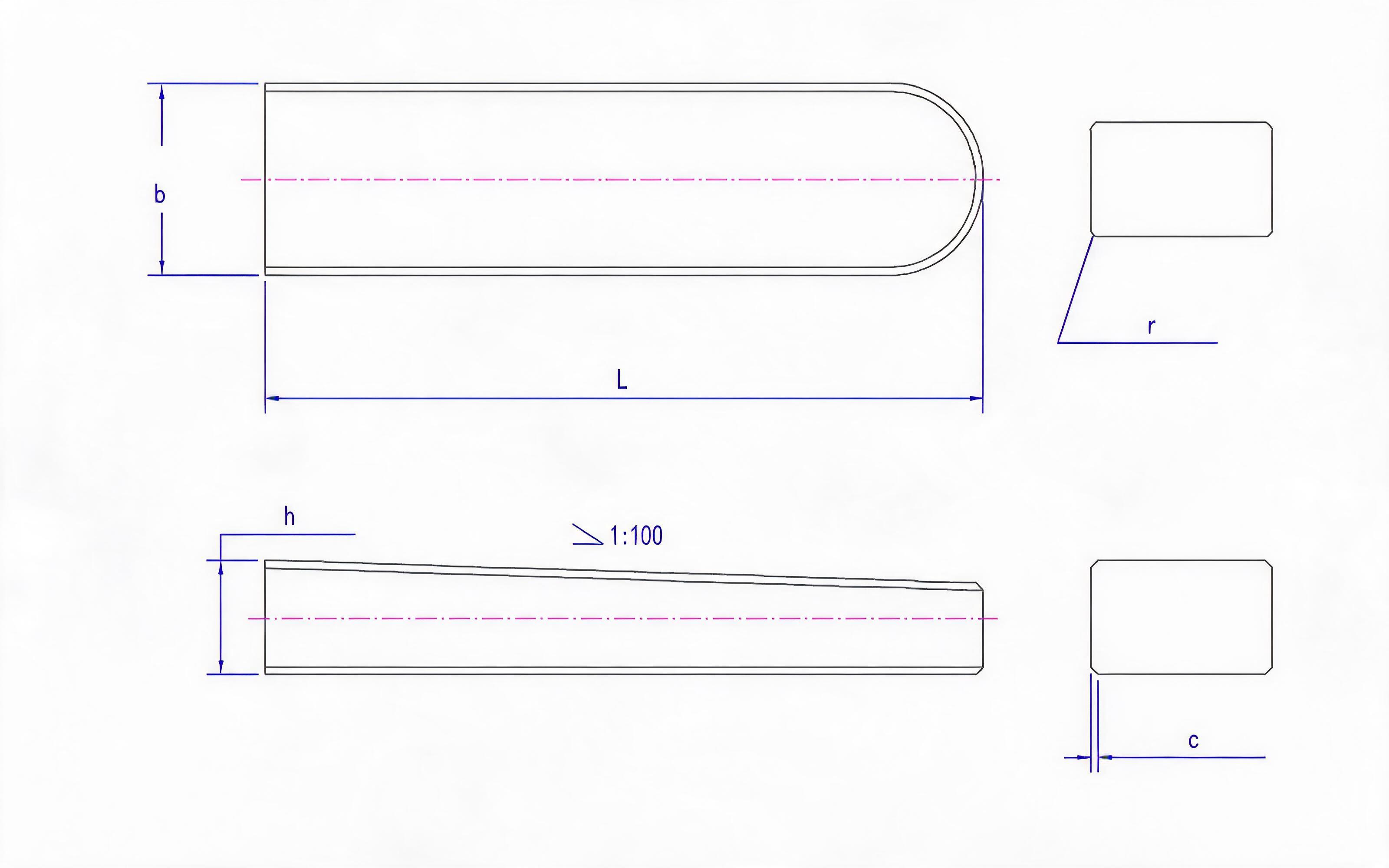 C-type rectangular flat key Standard Drawing