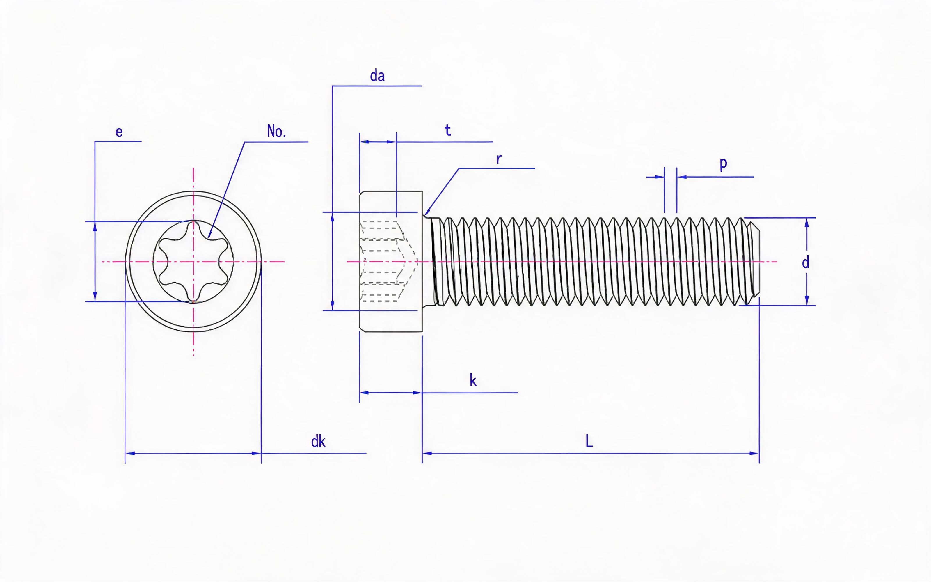 Hexagon socket cheese head screw Standard Drawing