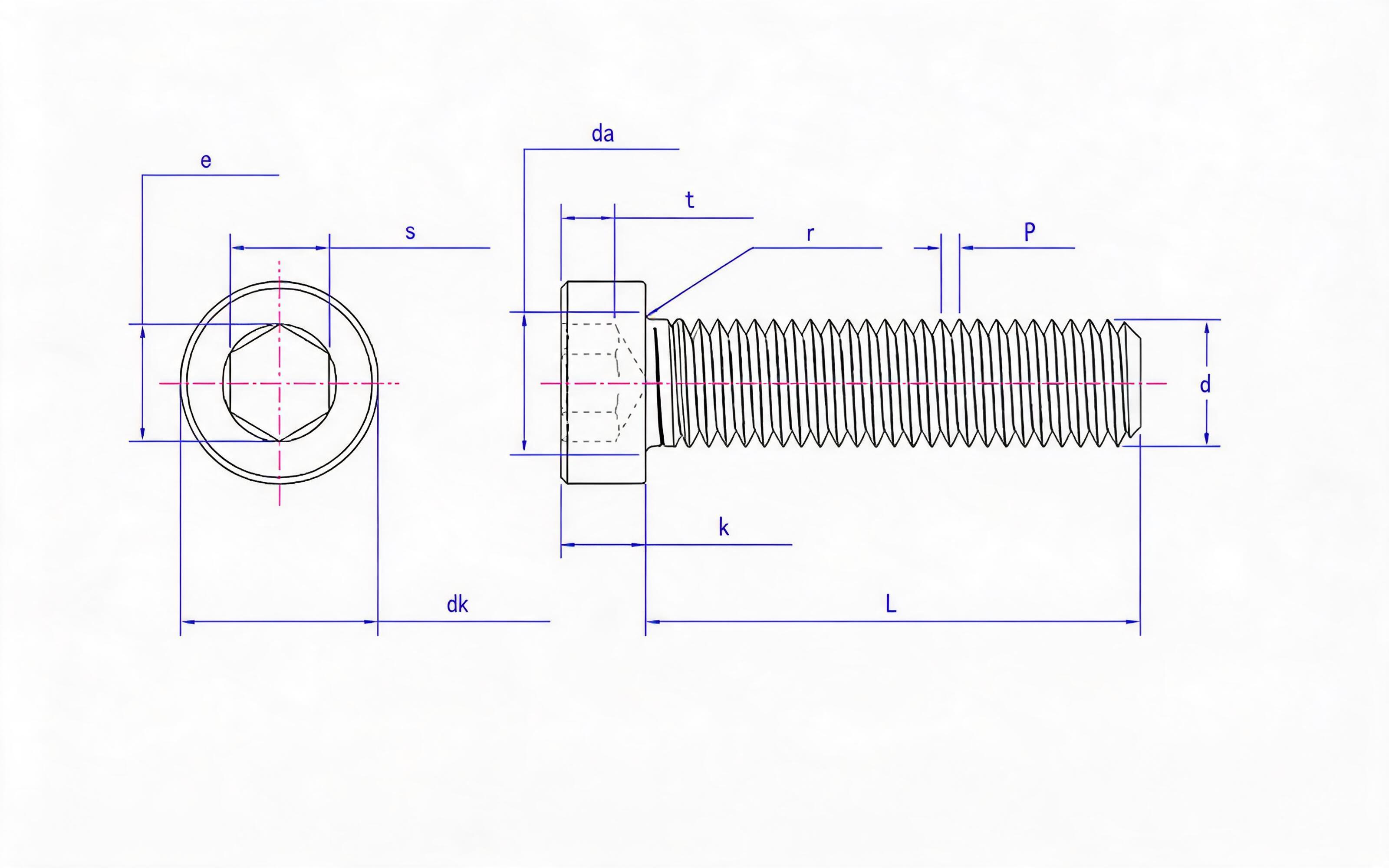 Hexagon socket head cap screw Standard Drawing