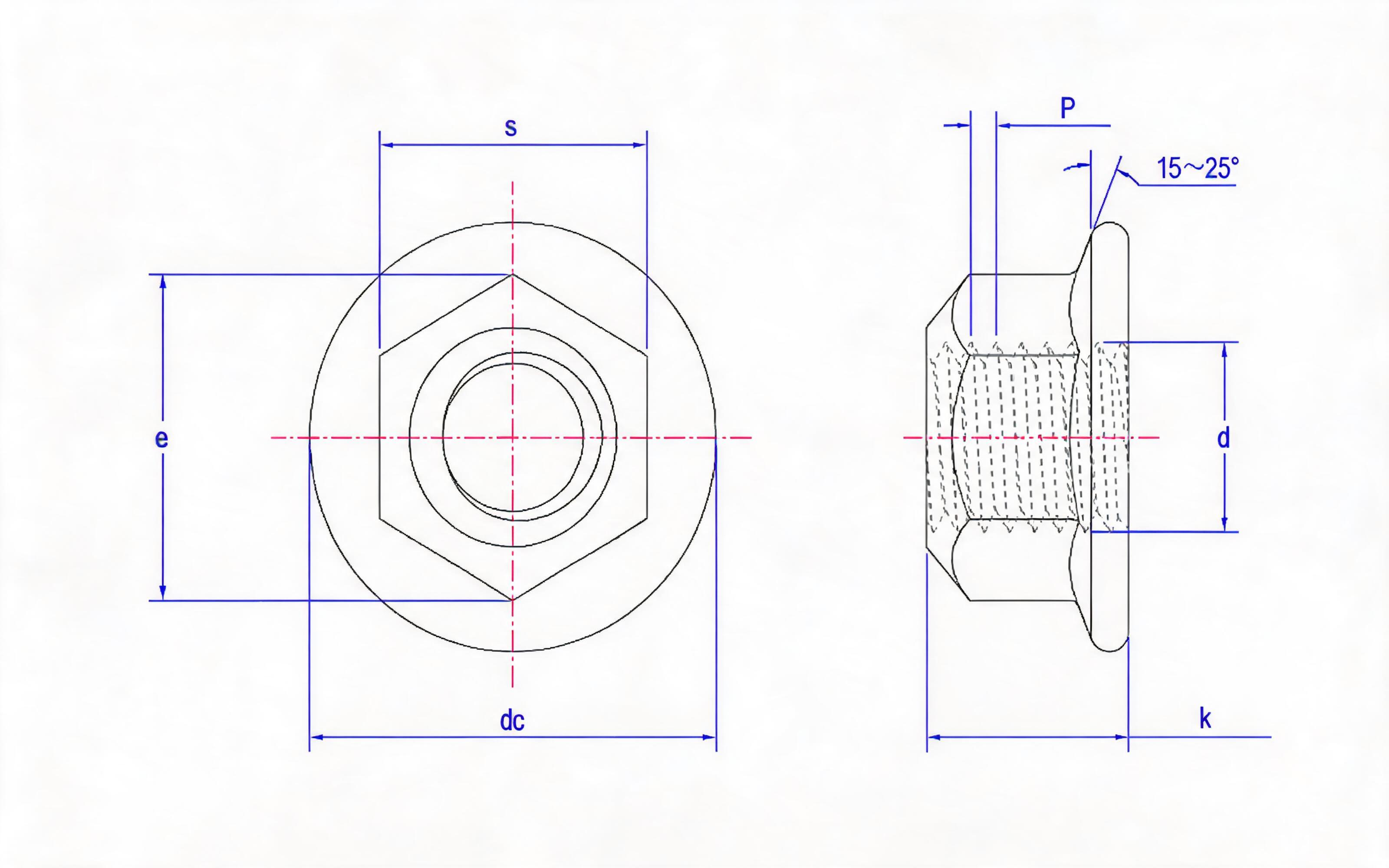 All-metal fine thread hexagon flange lock nut Standard Drawing