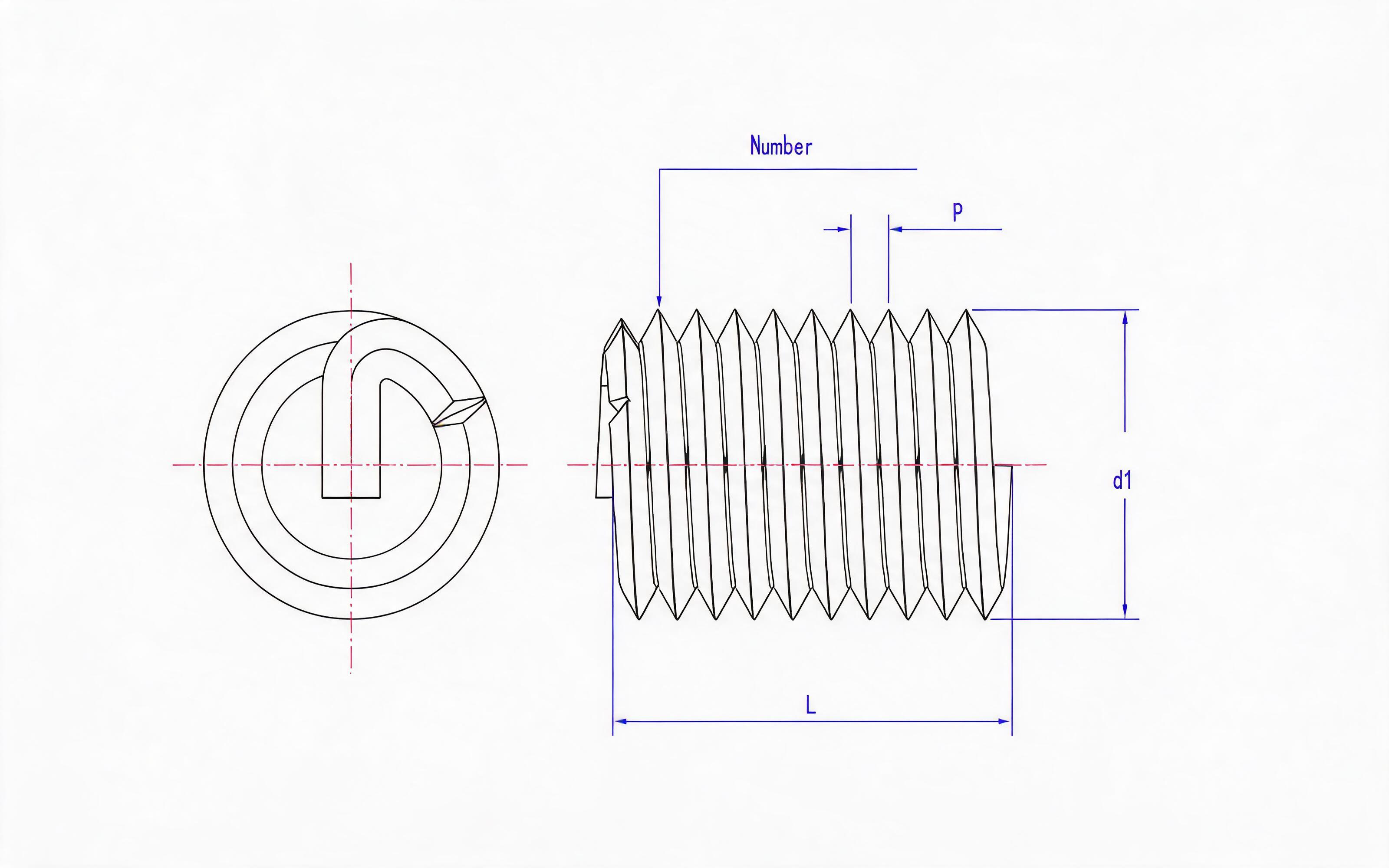 Wire screw sleeve (L=2d) Standard Drawing