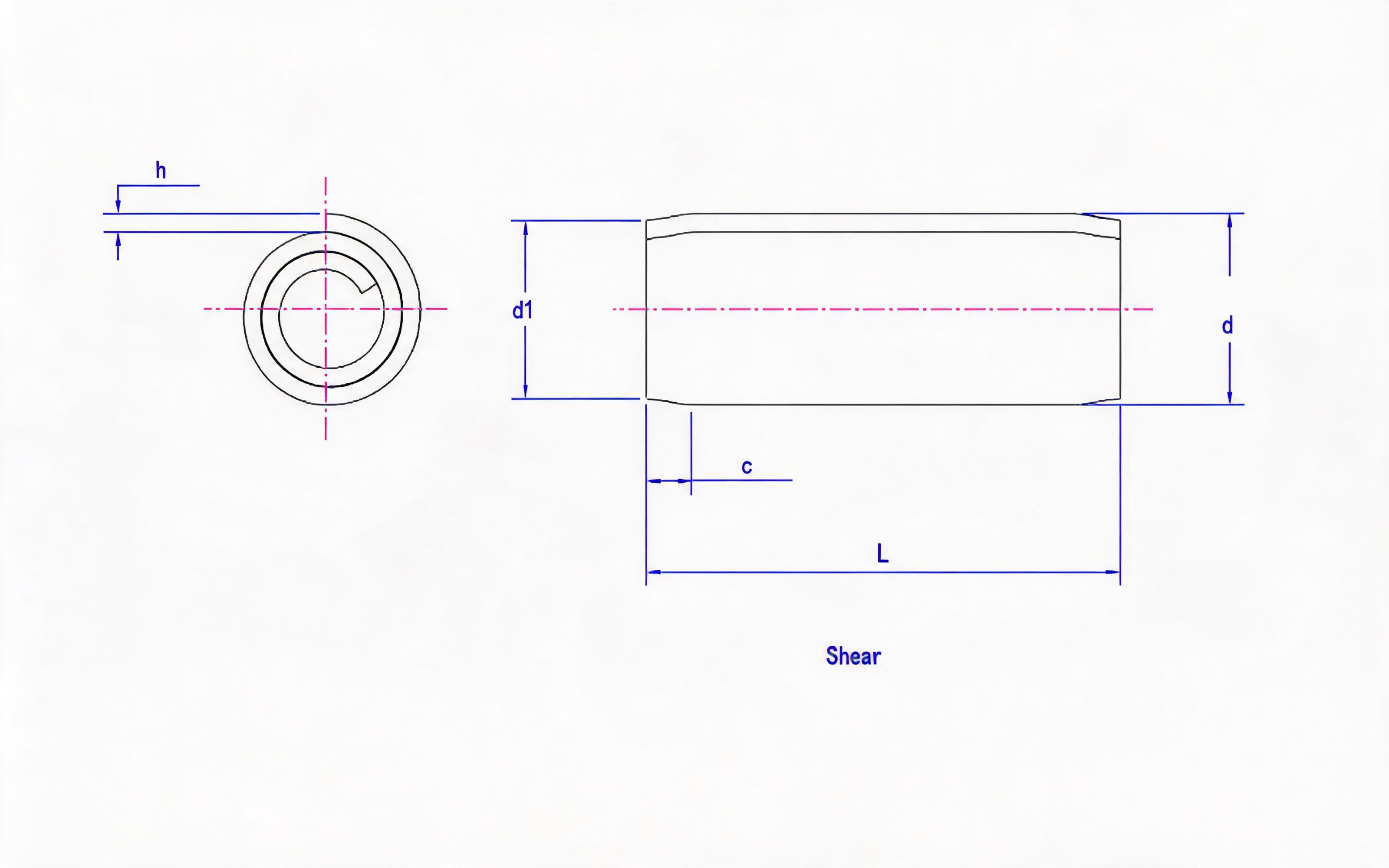 Standard rolled elastic cylindrical pin (austenitic stainless steel) Standard Drawing