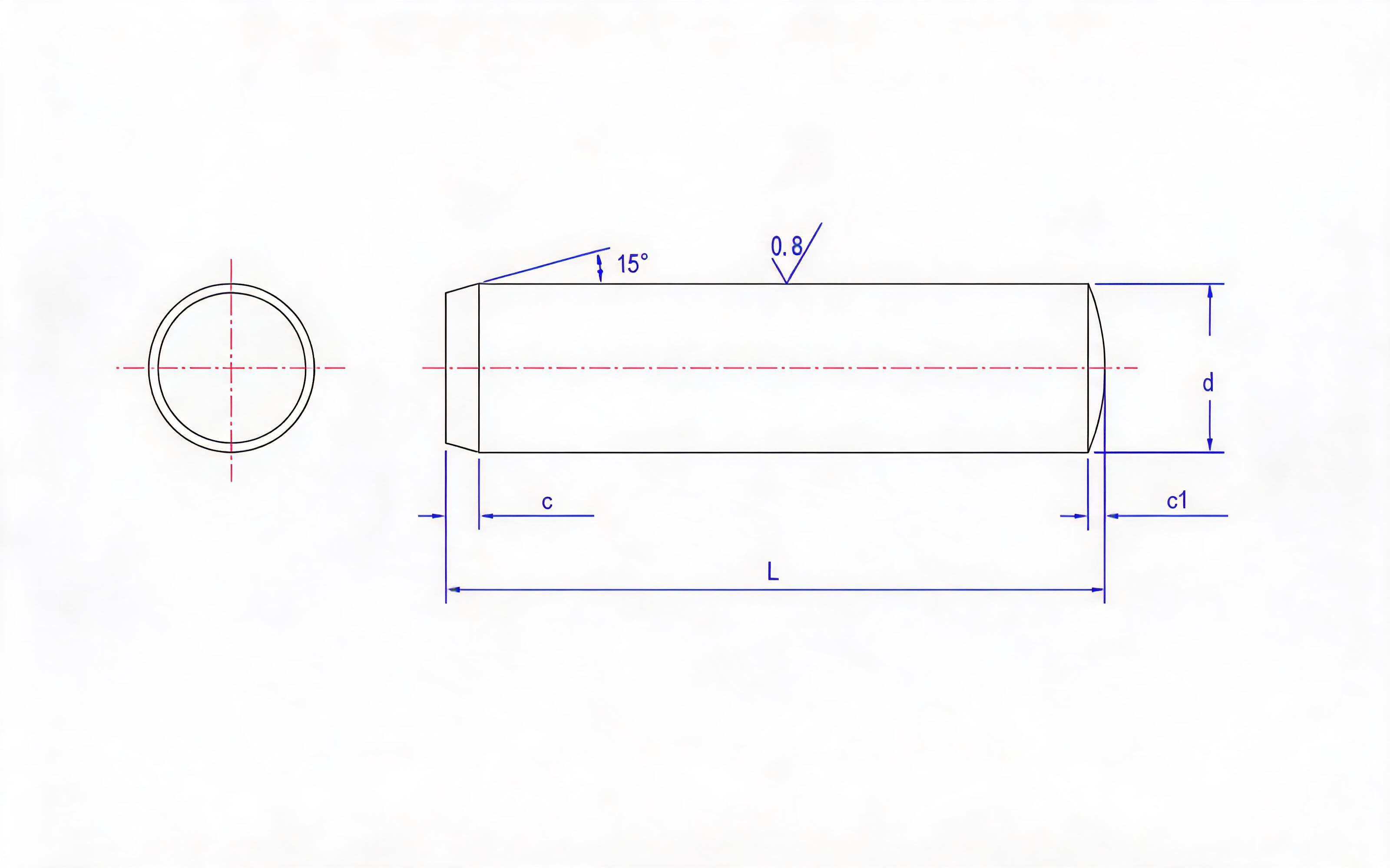 Type A non-hardened cylindrical pin (d m6) Standard Drawing
