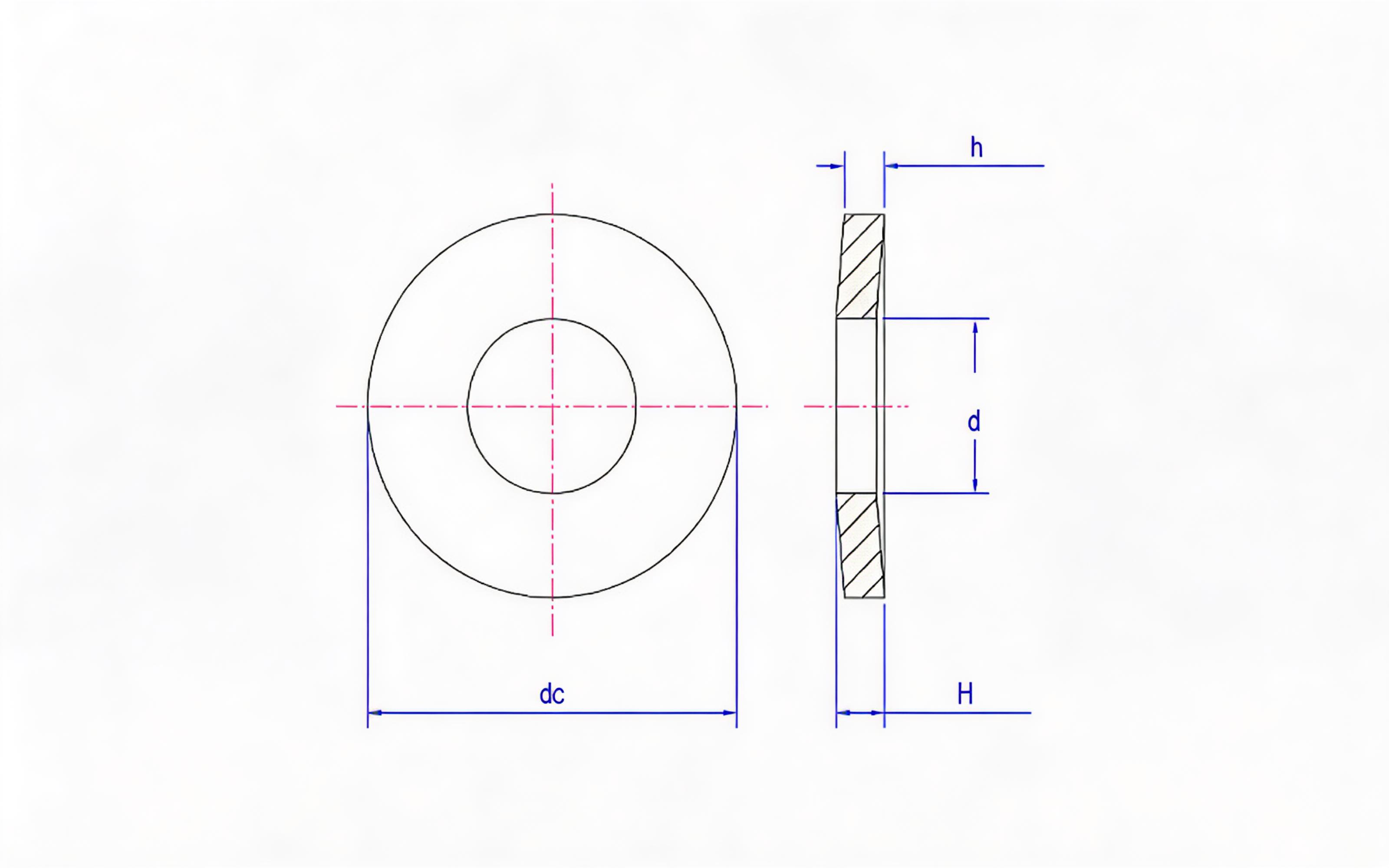 Belleville spring washer (1.25mm<h ≤ 6mm, d H12) Table 4 Standard Drawing