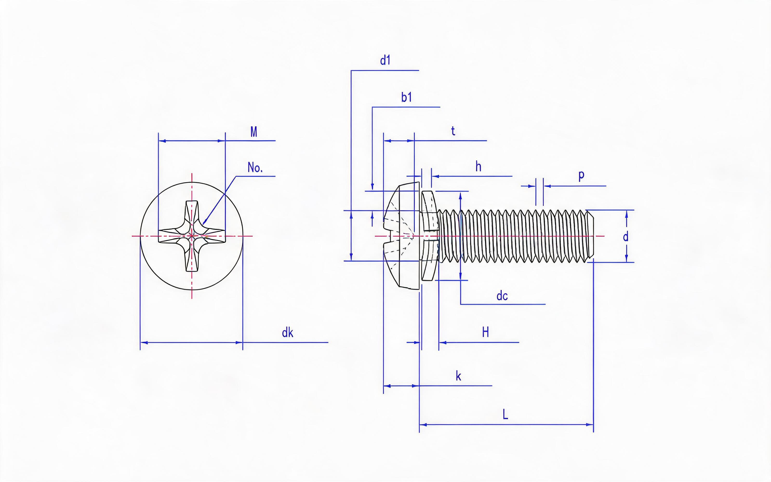 Cross recessed panhead screw (H-groove) and saddle spring washer combination Standard Drawing
