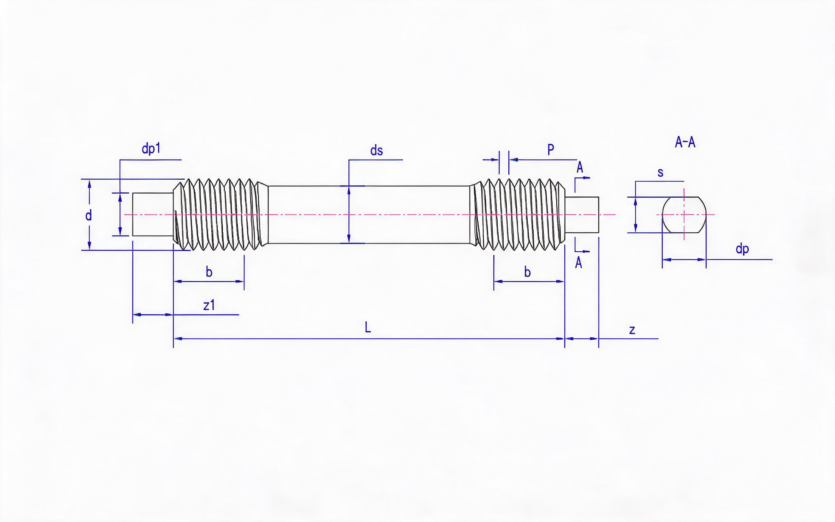 SD double-head equal-length thread stud (d ≤ 56mm) Table 1 Standard Drawing