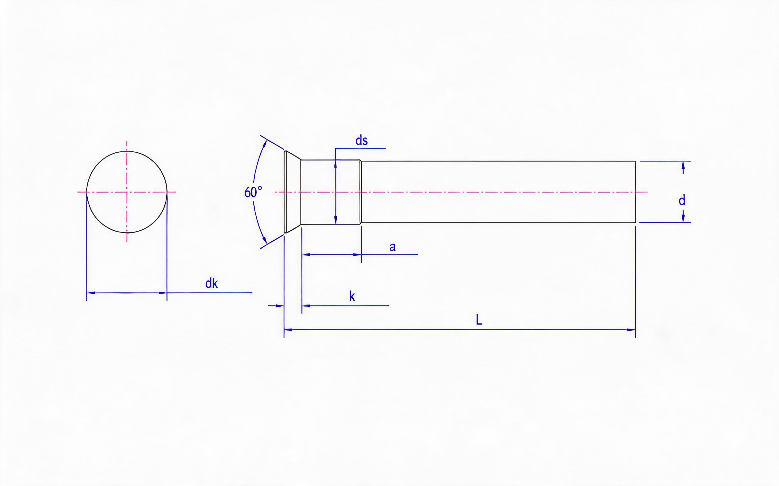 Part 3 for mouldings-Countersunk push rod Standard Drawing