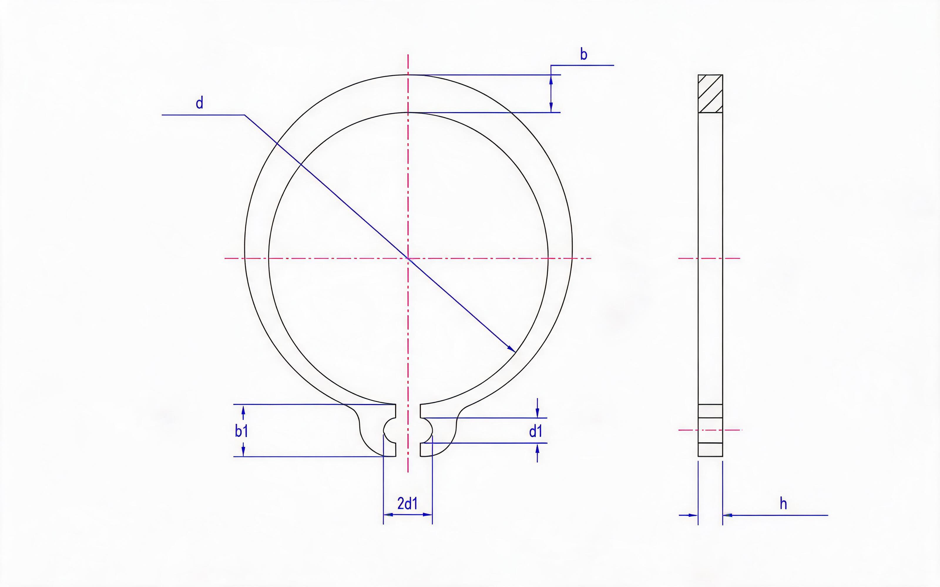 Type A circlip for shaft (d ≤ 9mm) Standard Drawing