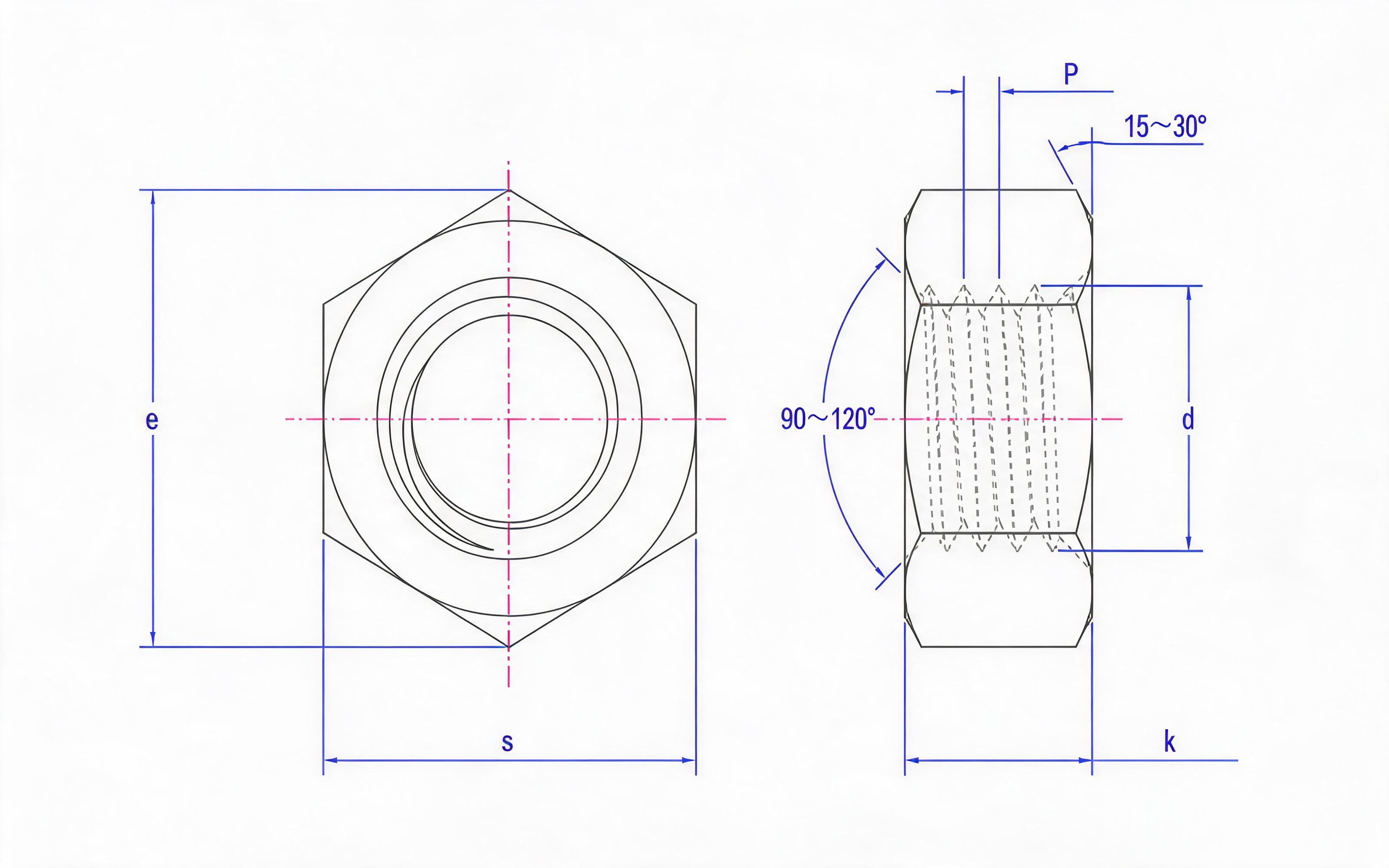 Type 1 hexagon nut Standard Drawing