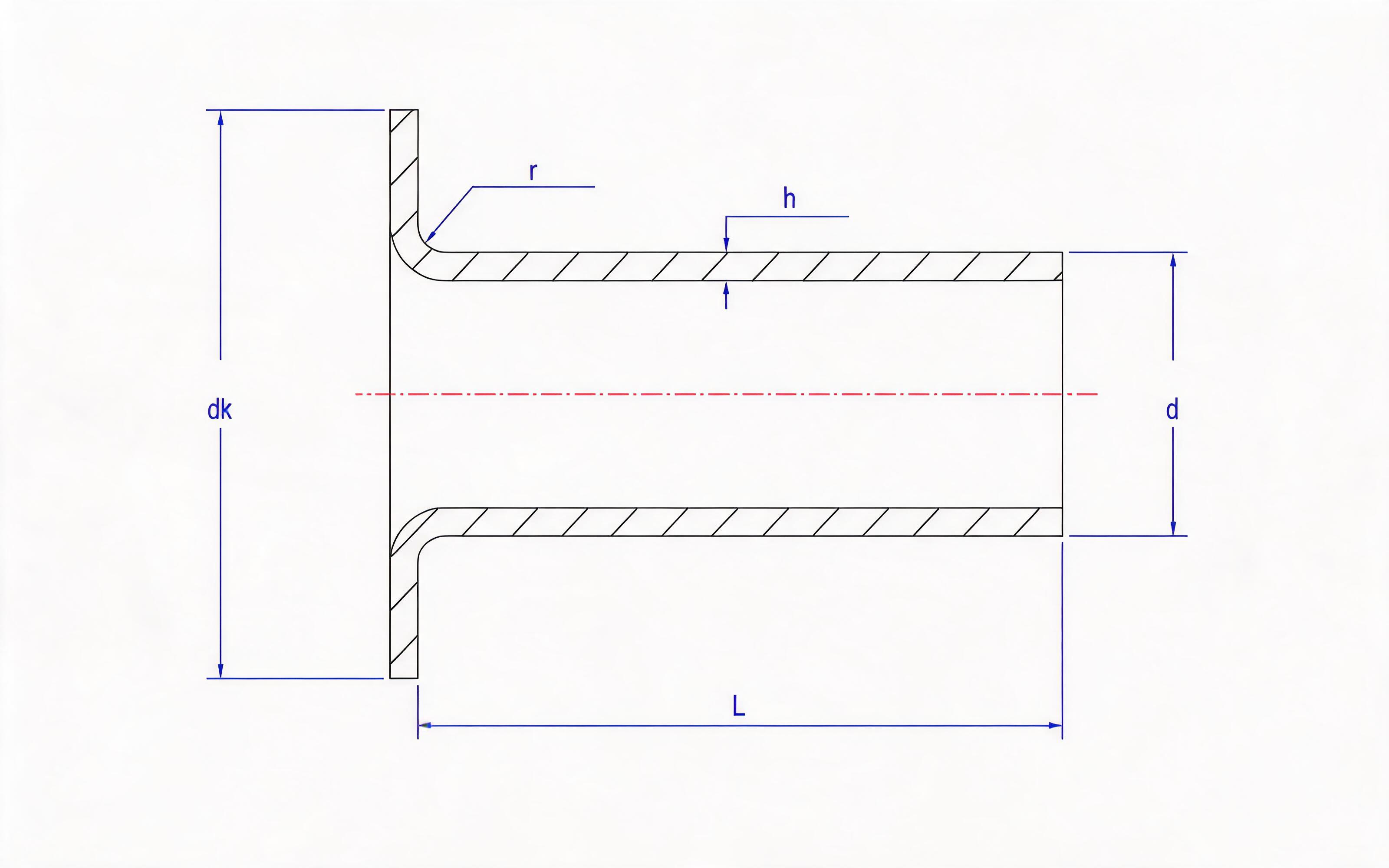 Type A flat-head blind rivet (0.3mm wall thickness) Standard Drawing