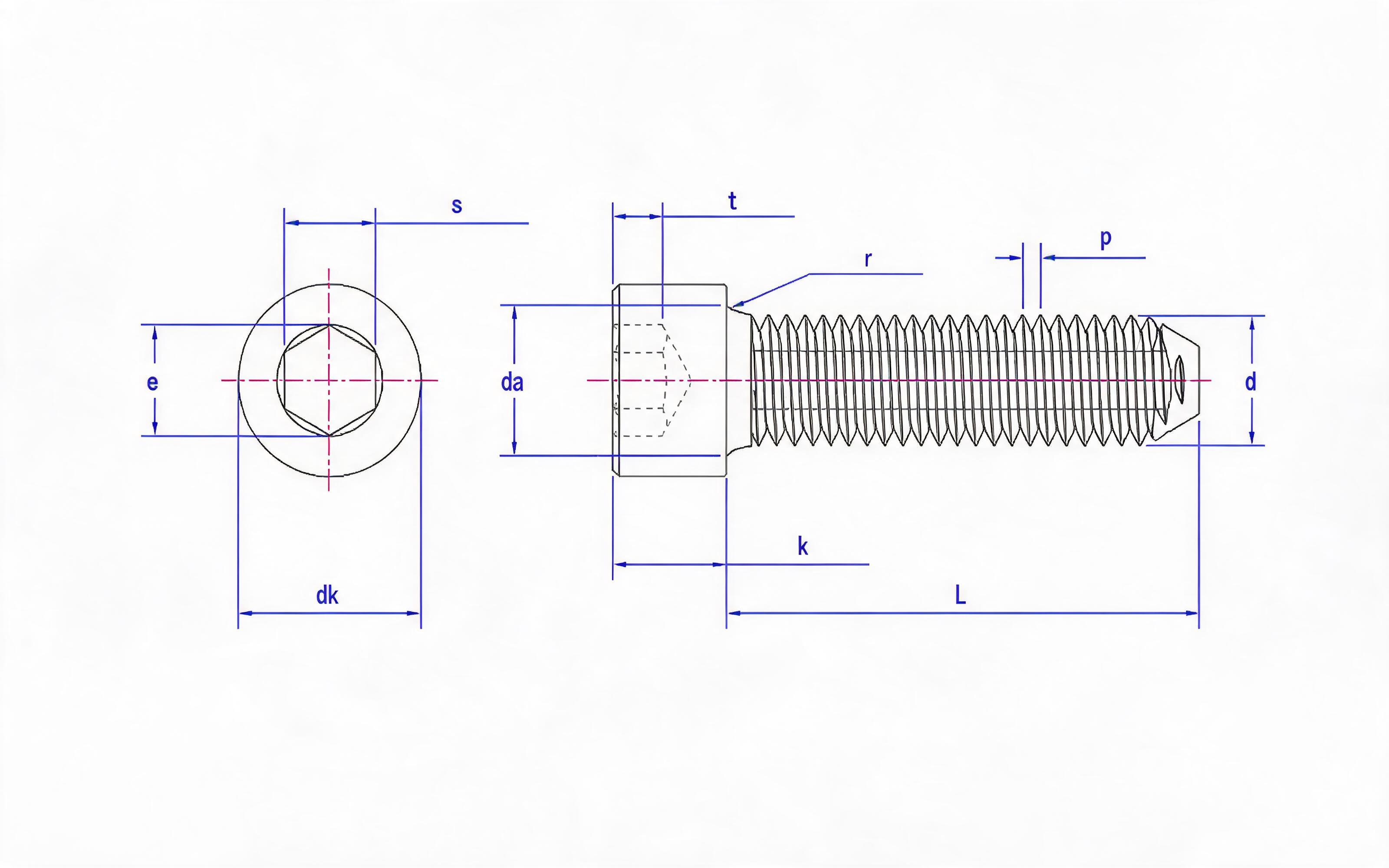 Hexagonal cheese head triangle lock screw Standard Drawing