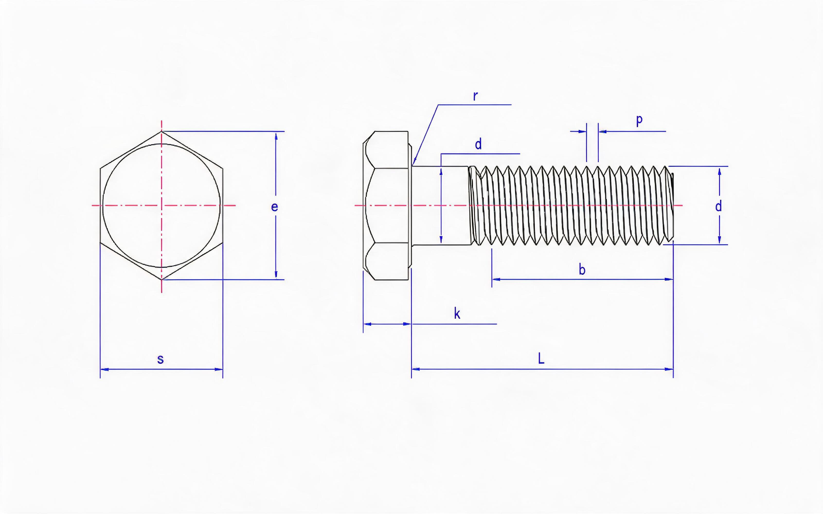 Hexagon head bolt Standard Drawing