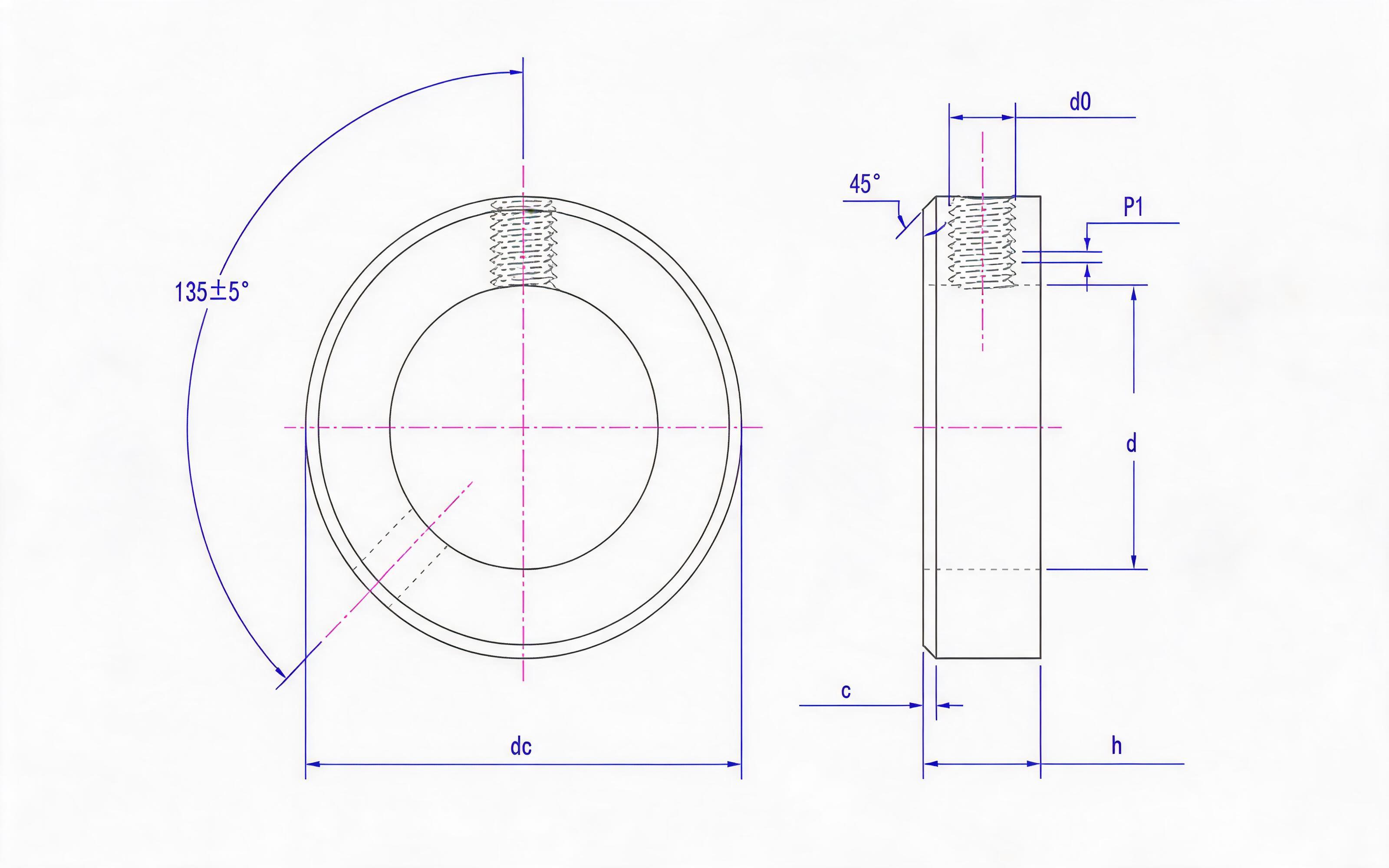 Type A screw locking retaining ring with locking ring (d ≤ 70) Standard Drawing