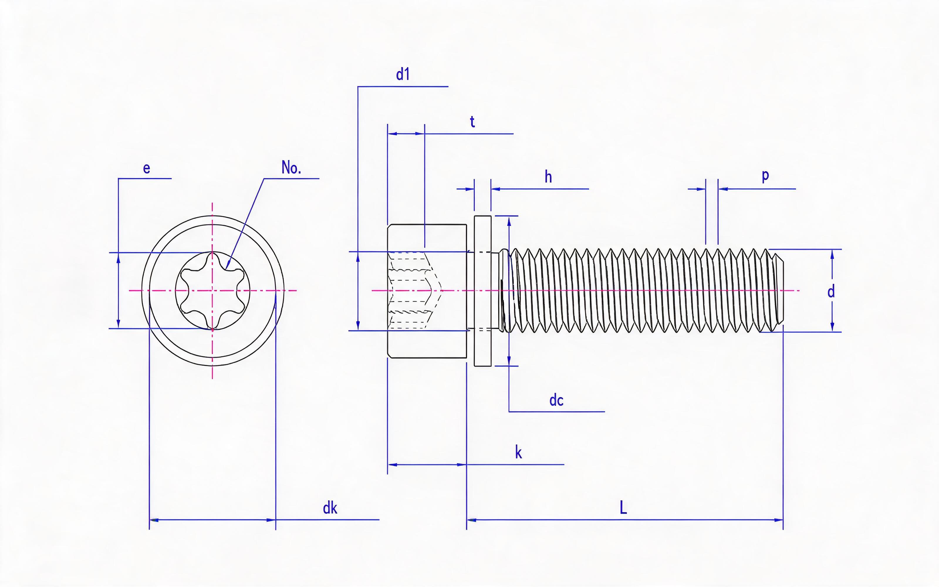 Combination of hexagon socket cheese head screw and small flat washer Standard Drawing