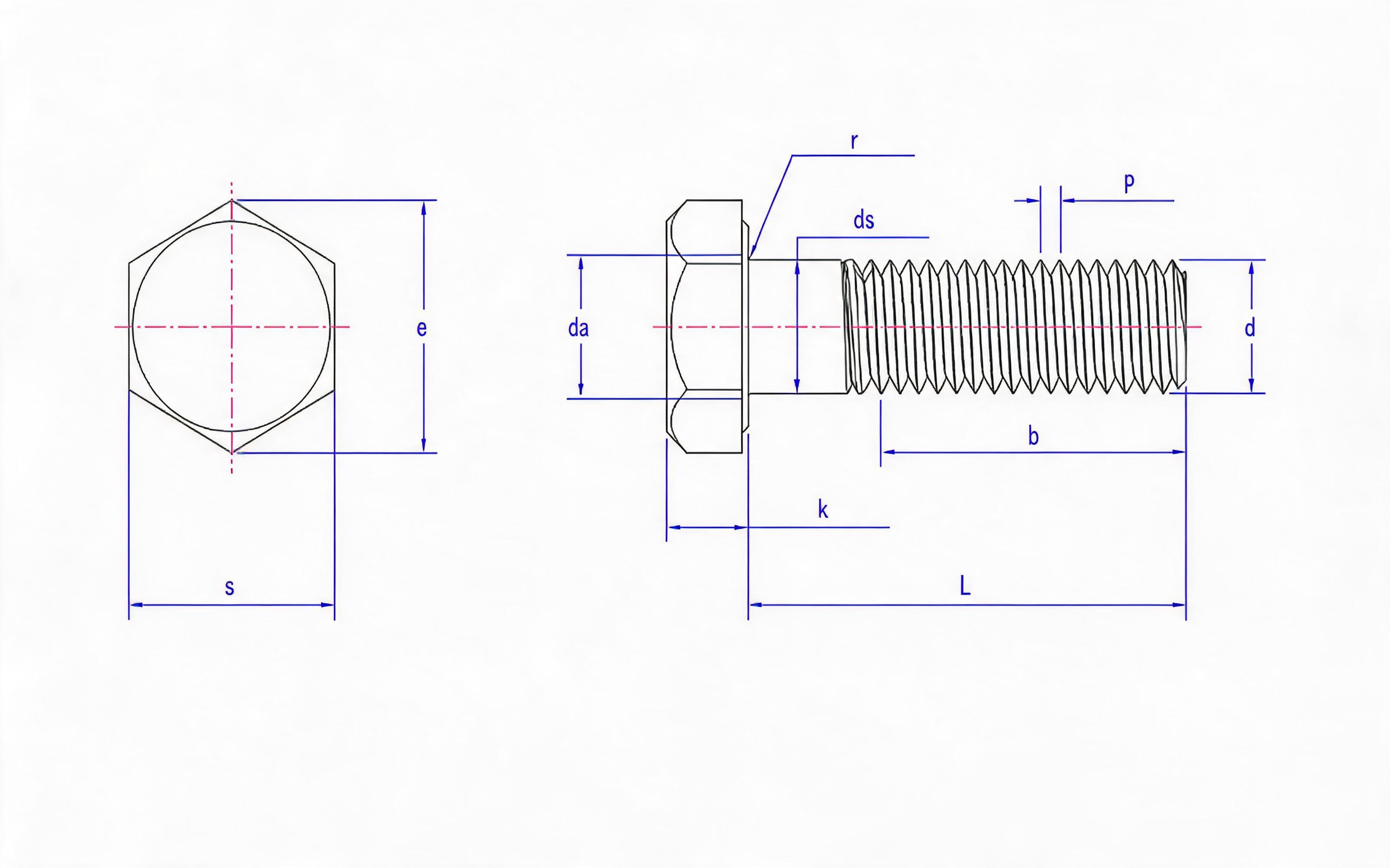 Hexagon bolt for steel structure Standard Drawing