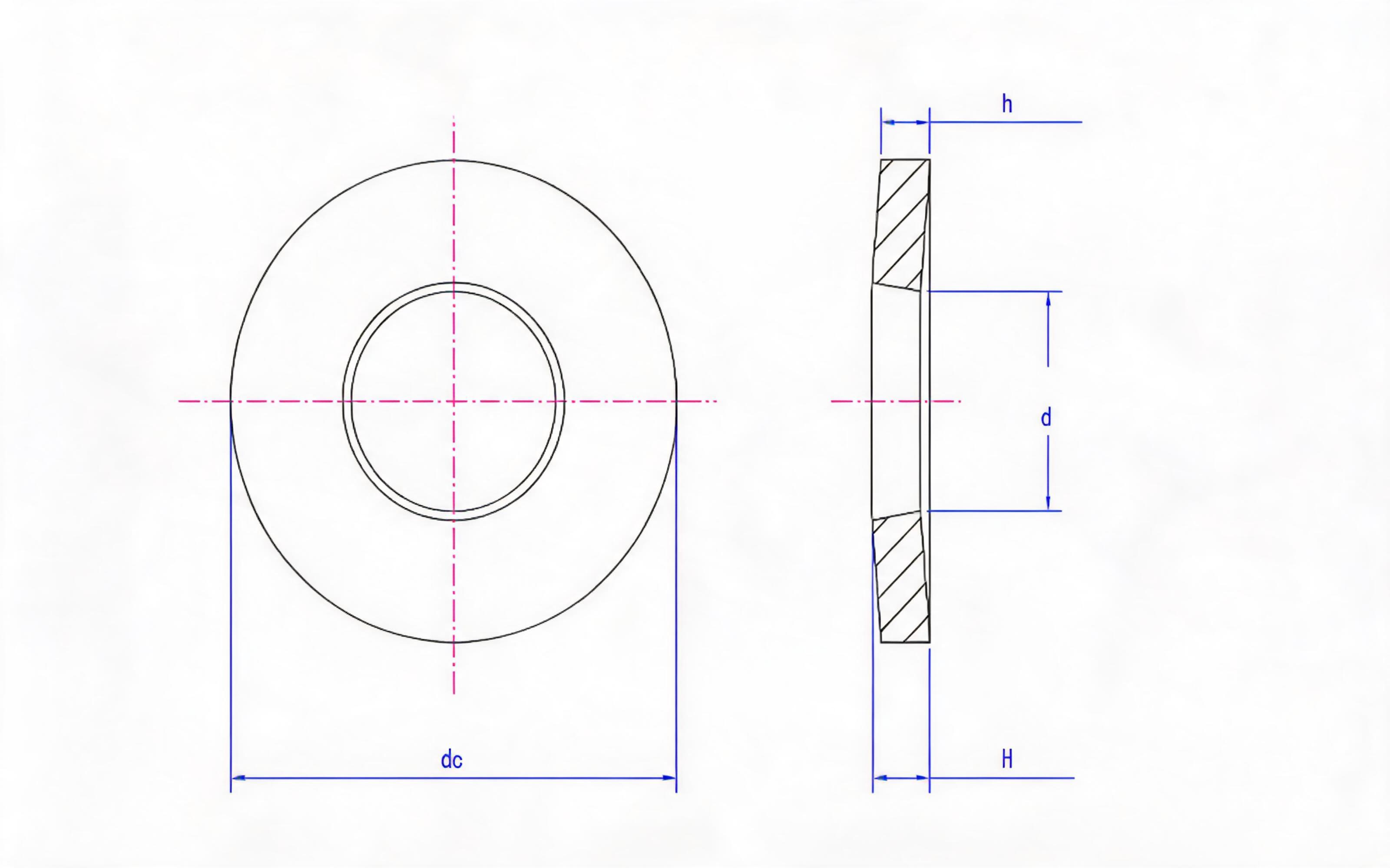 Conical elastic washer for assembly Standard Drawing