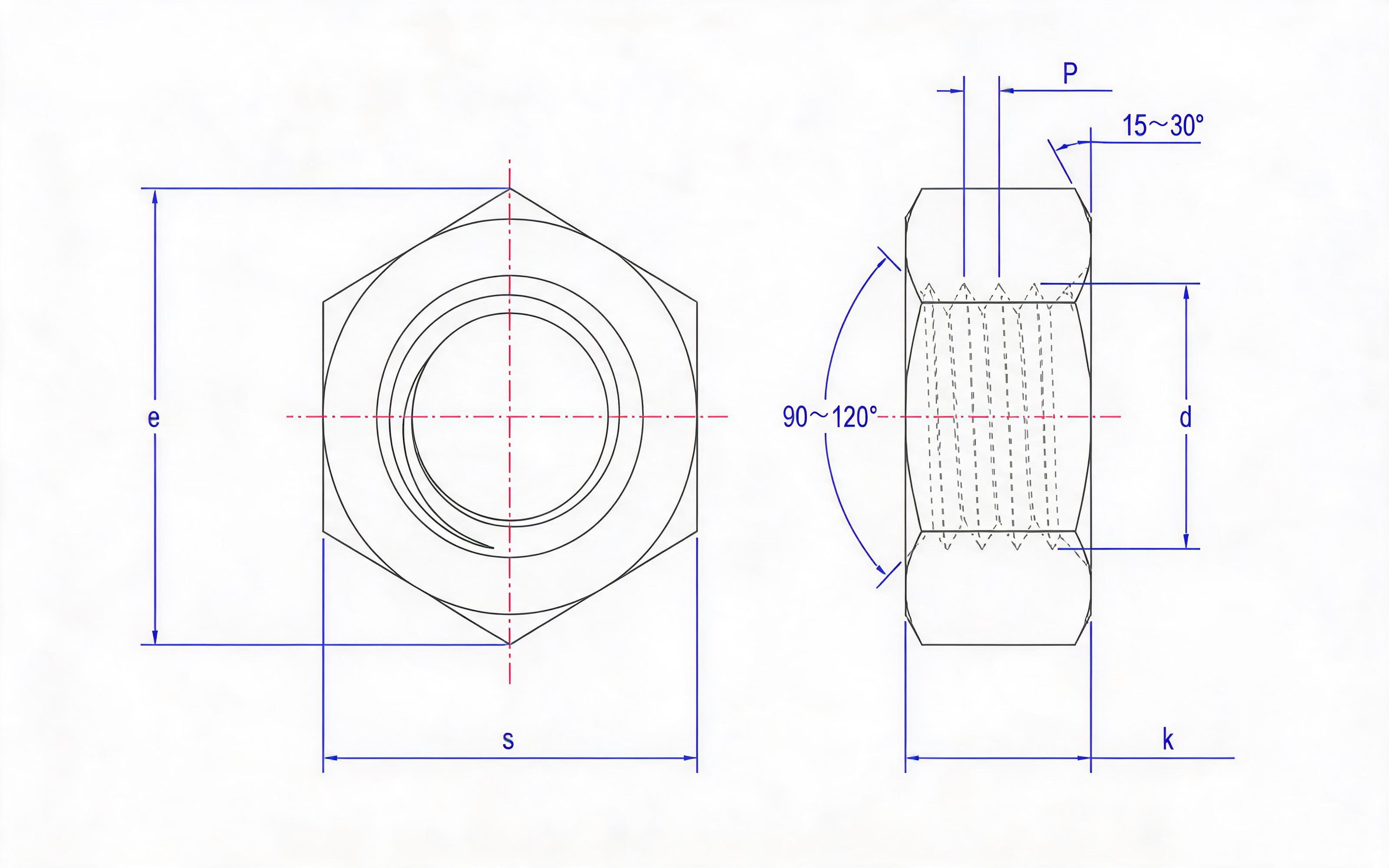 Type 2 hexagon nut Standard Drawing