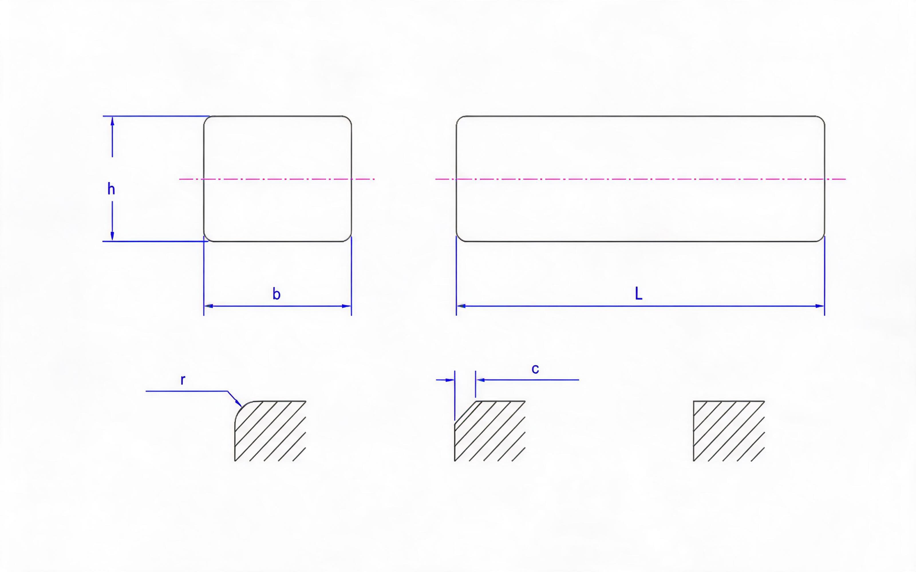 Rectangular key Standard Drawing