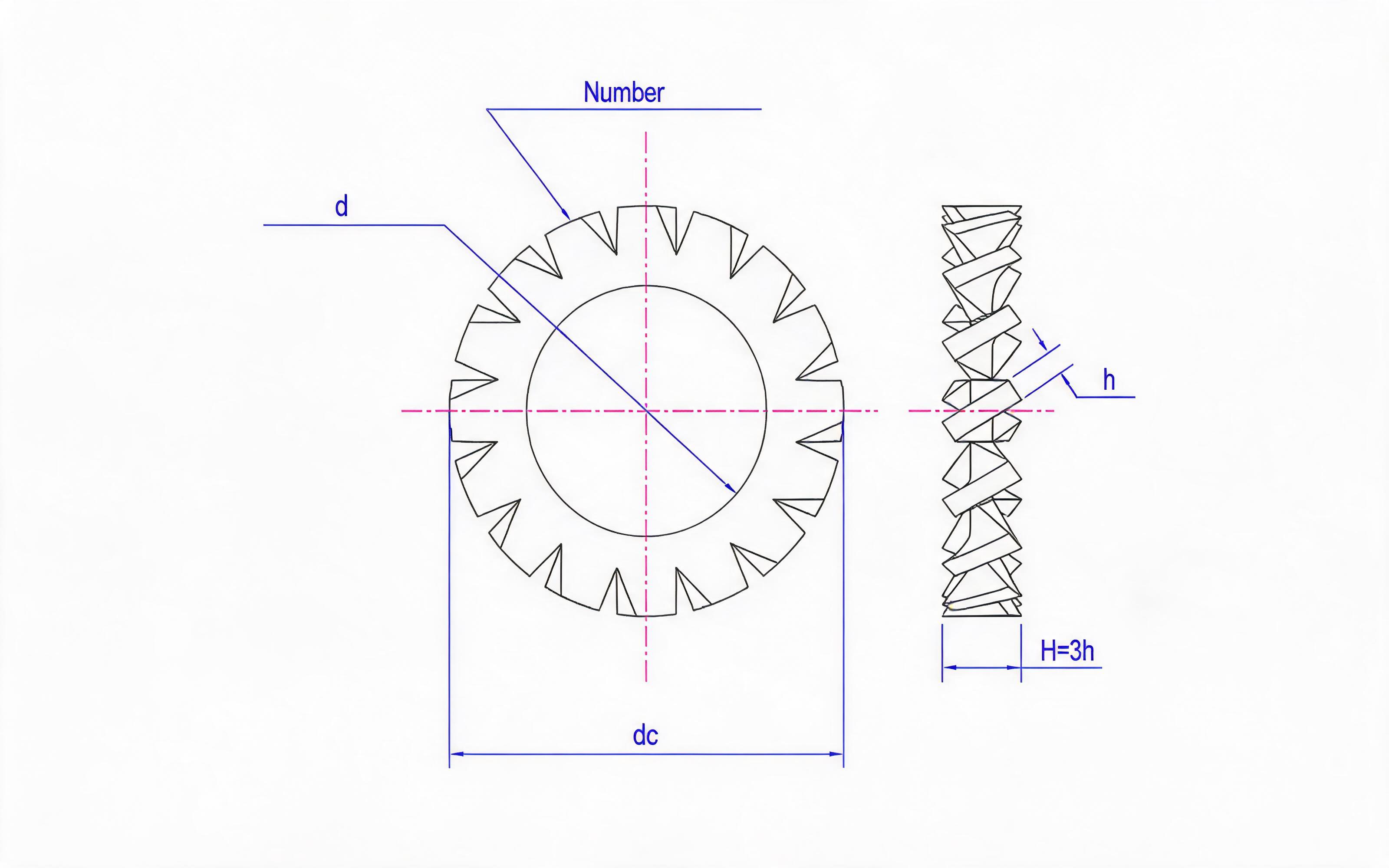 External serrated lock washer (Type A) Standard Drawing