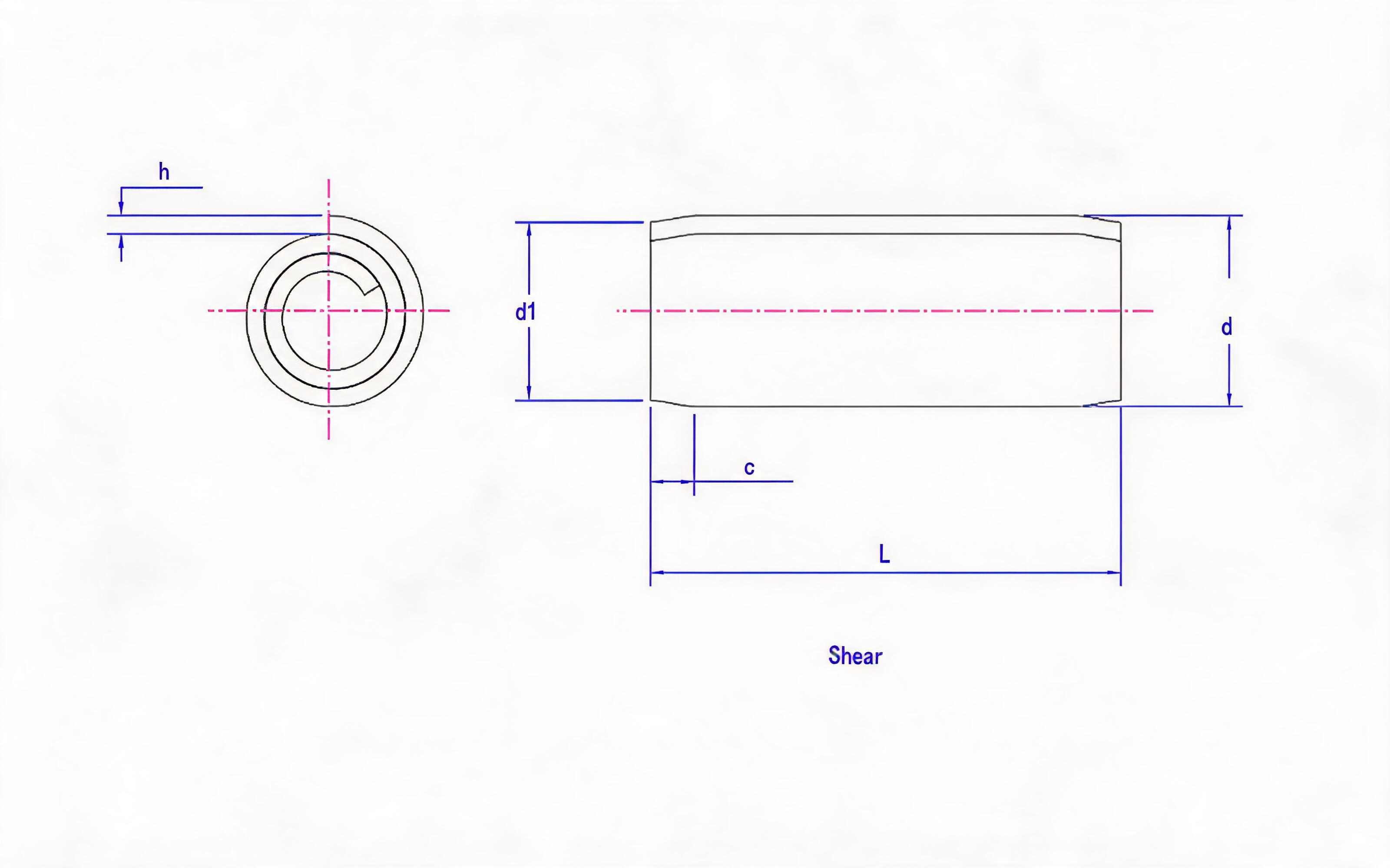 Lightweight coiled elastic cylindrical pin (austenitic stainless steel) Standard Drawing